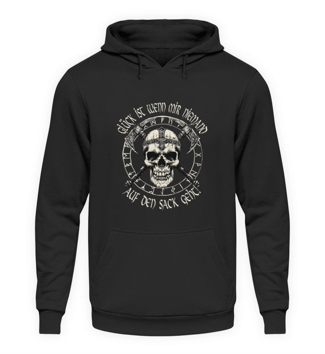Lustiges Wikinger Hoodie - "Glück ist, wenn mir niemand auf den Sack geht!" - Nordic Viking Wear
