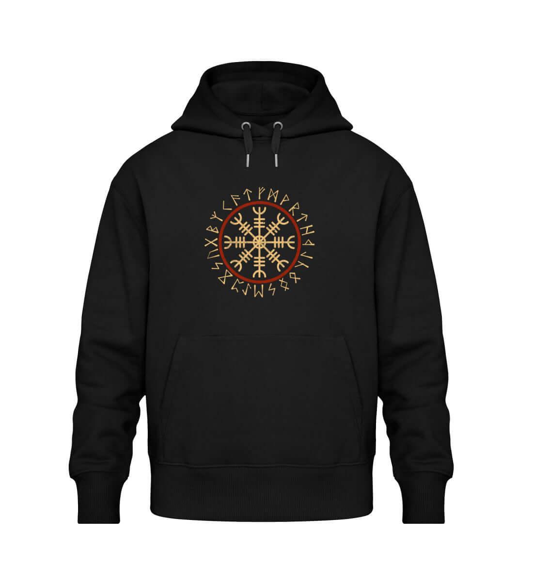 Wikinger Schildmaiden Oversized Hoodie mit Helm of Awe Symbol - Nordic Viking Wear