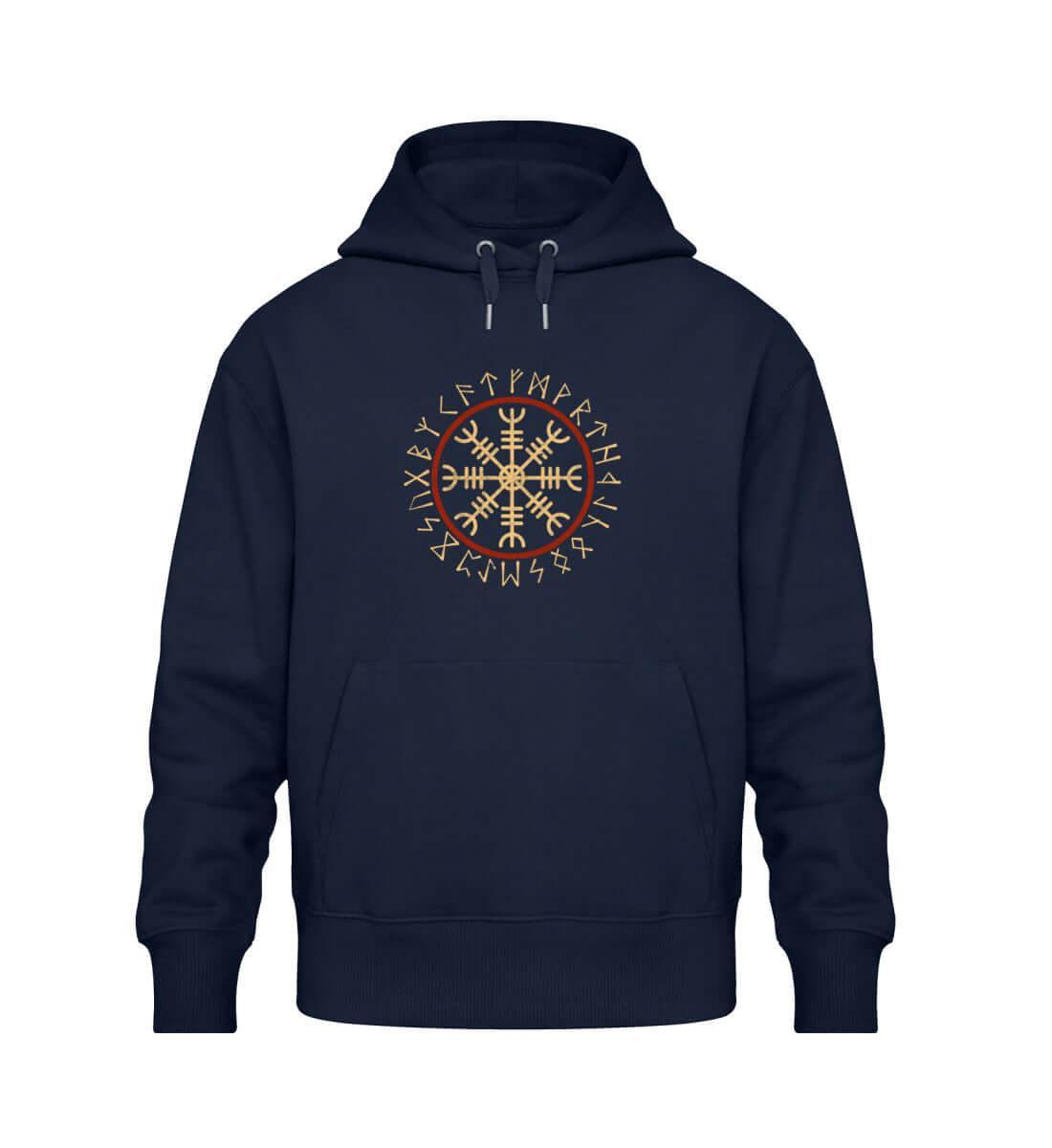Wikinger Schildmaiden Oversized Hoodie mit Helm of Awe Symbol - Nordic Viking Wear
