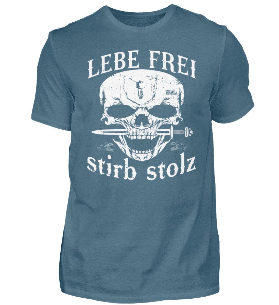 Lebe Frei, Stirb Stolz – Wikinger T-Shirt mit Totenkopf und Schwert-Design - - Nordic Viking Wear