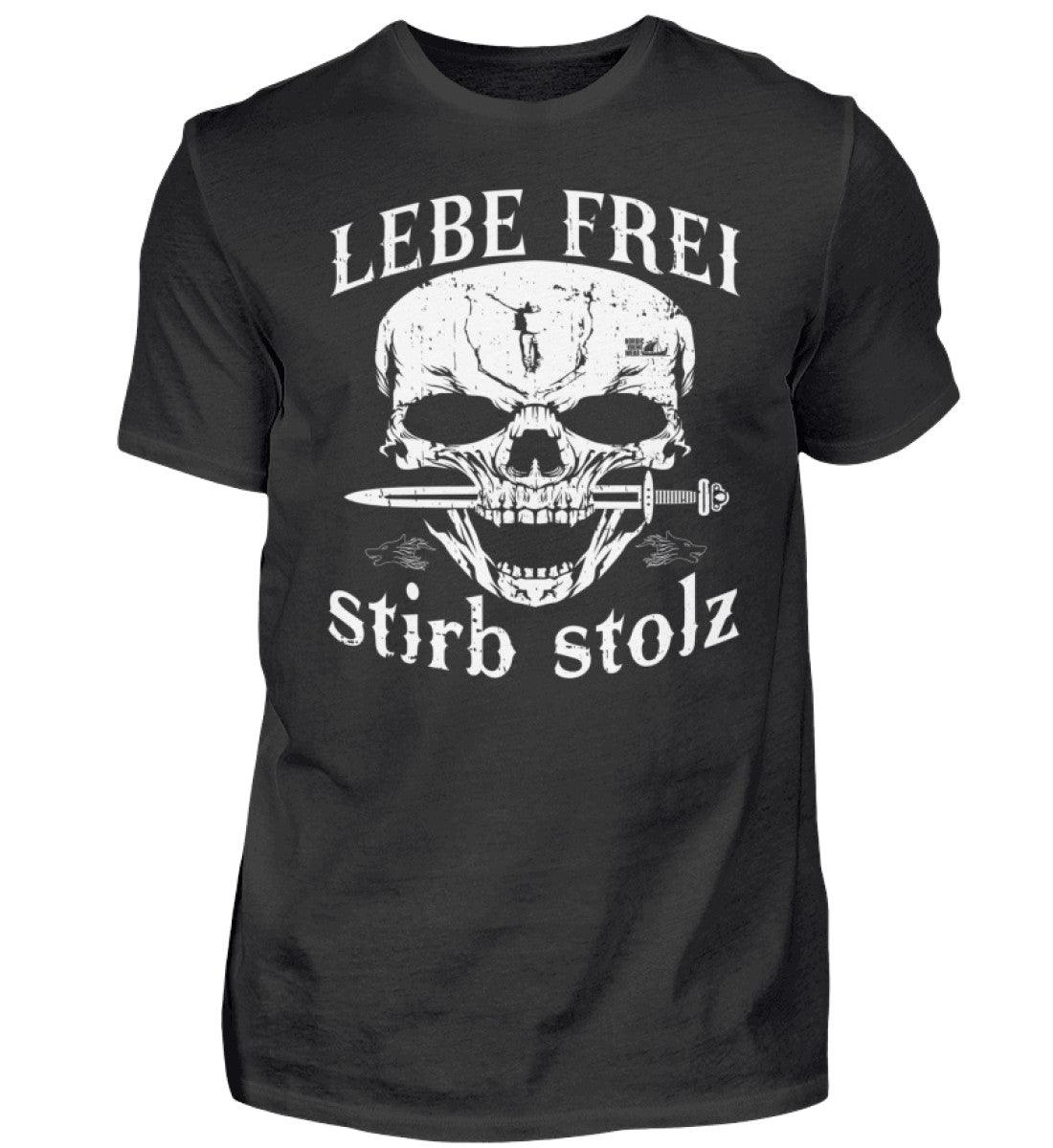 Lebe Frei, Stirb Stolz – Wikinger T-Shirt mit Totenkopf und Schwert-Design - - Nordic Viking Wear