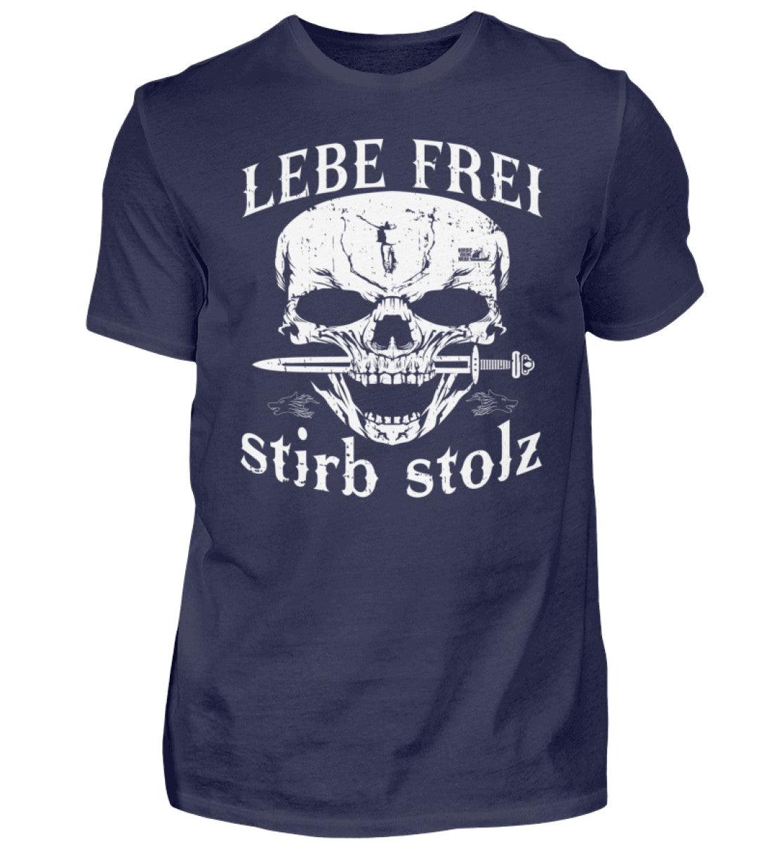 Lebe Frei, Stirb Stolz – Wikinger T-Shirt mit Totenkopf und Schwert-Design - - Nordic Viking Wear