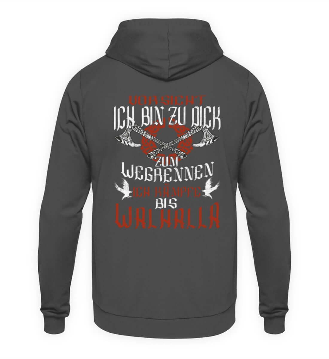 "Lustiges Wikinger-Hoodie – 'Ich bin zu dick zum Wegrennen - Nordic Viking Wear