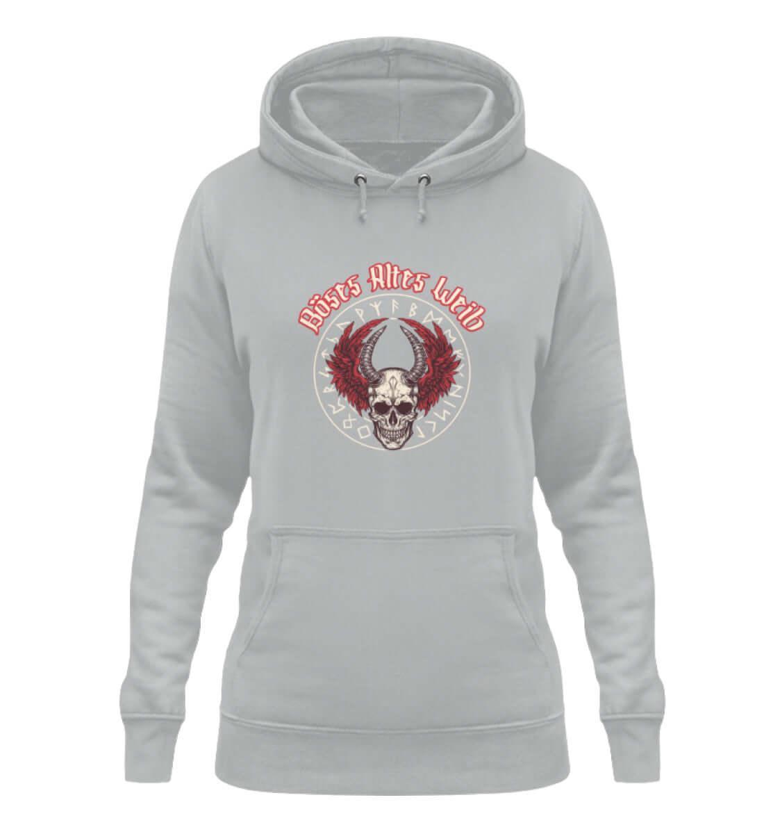 Schildmaiden Hoodie 'Böses Altes Weib' – Walkürenflügel und Runenmacht - Nordic Viking Wear