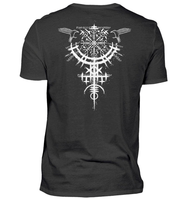Wikinger Premium T-Shirt mit Runenkreis und Helm Of Awe ,Rabenmotiv - Für den modernen Nordmann - Nordic Viking Wear