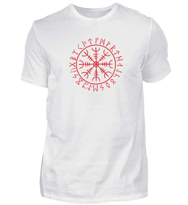 Helm Of Awe Mit Runenkreis - Herren Premiumshirt Weiß - Nordic Viking Wear