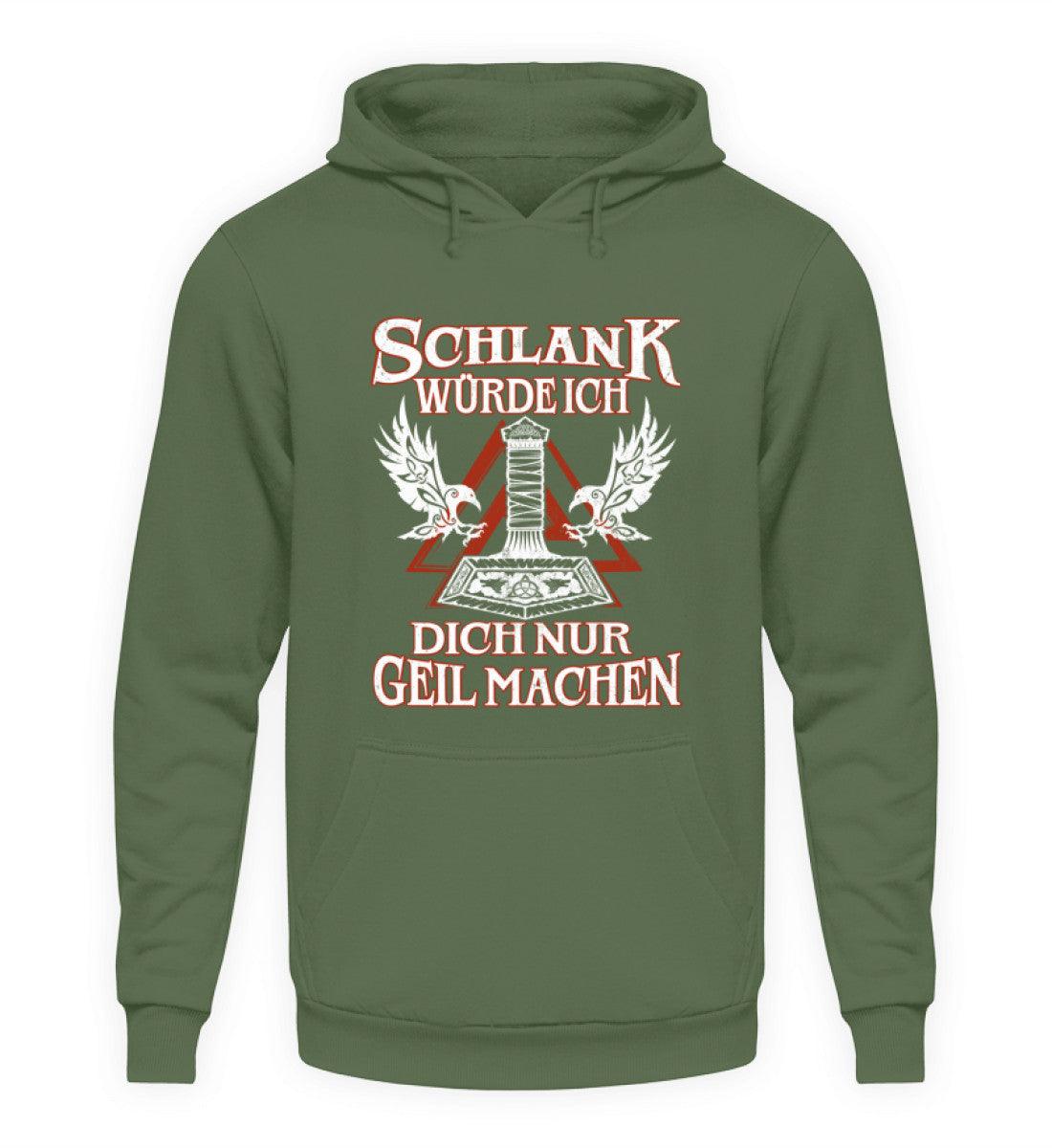 Lustiges Wikinger Unisex Kapuzenpullover Hoodie in Grün mit humorvollem Spruch und Design, perfekte Geschenkidee, 80% Baumwolle, 20% Polyester