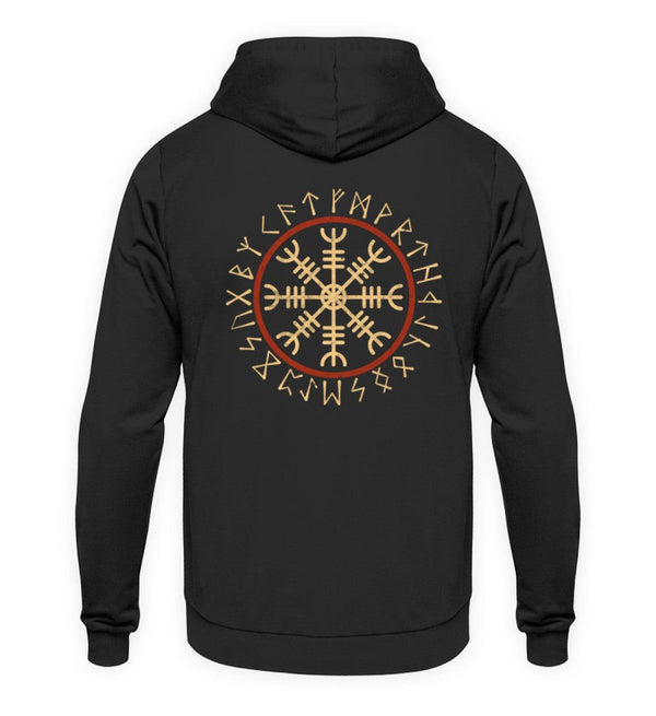 Wikinger Helm Of Awe Mit Runenkreis - Backprint Hoodie - Nordic Viking Wear