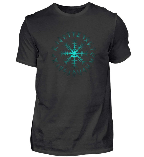 Wikinger Helm des Schreckens Premiumshirt Front – Mystischer Runenkreis - Nordic Viking Wear