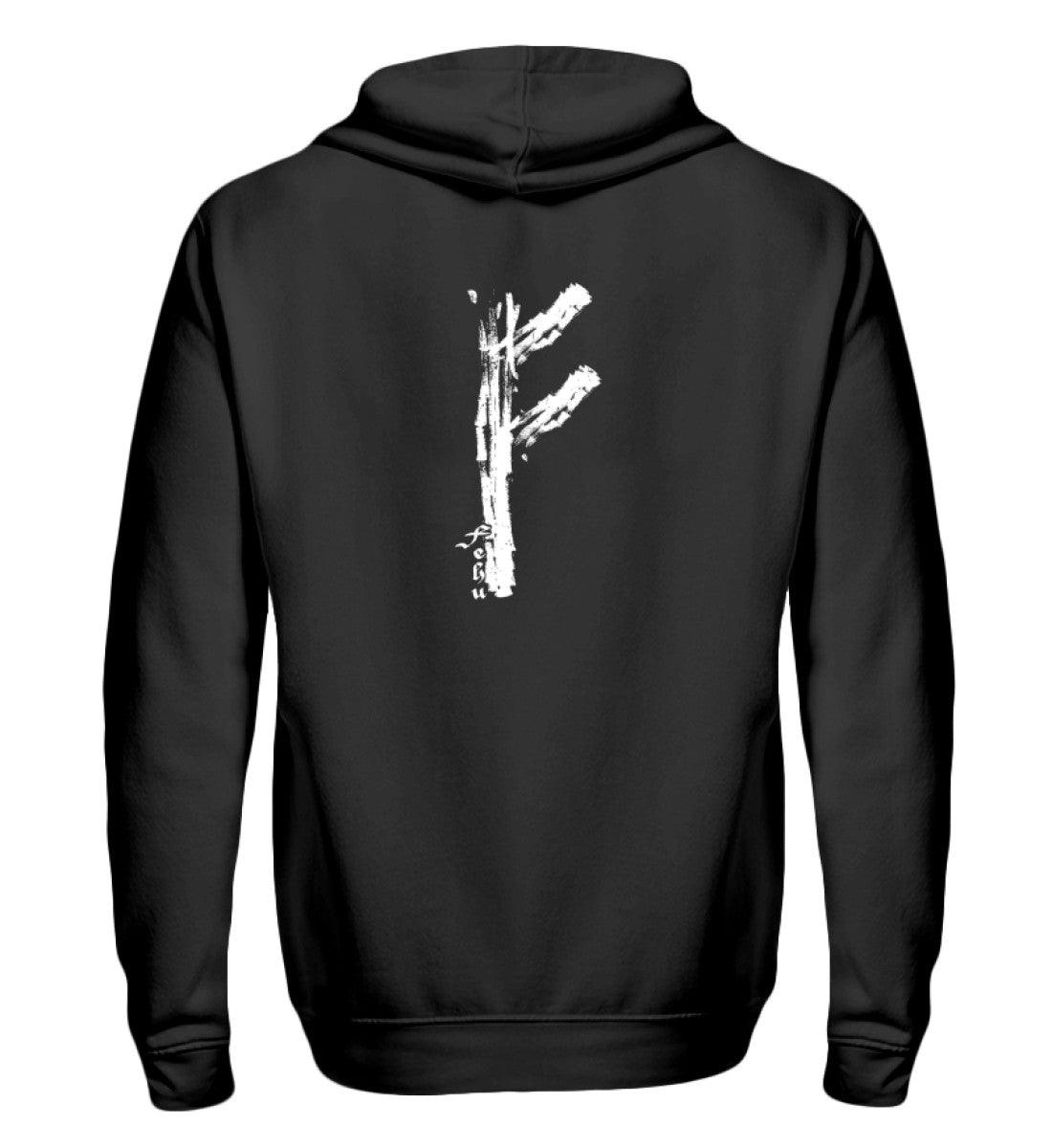 🔥 Fehu-Rune Zipp-Hoodie – Symbol für Reichtum & Erfolg 🔥 - Nordic Viking Wear