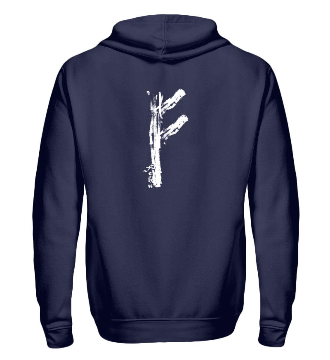 🔥 Fehu-Rune Zipp-Hoodie – Symbol für Reichtum & Erfolg 🔥 - Nordic Viking Wear