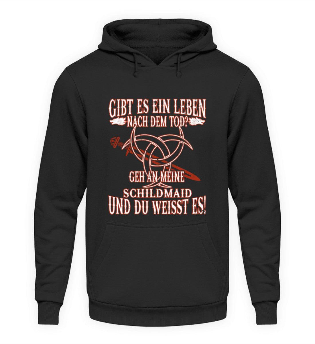 Lustiger Wikinger Unisex Kapuzenpullover Hoodie Gibt Es Ein Leben Nach Dem Tod – Geschenkideen in Schwarz