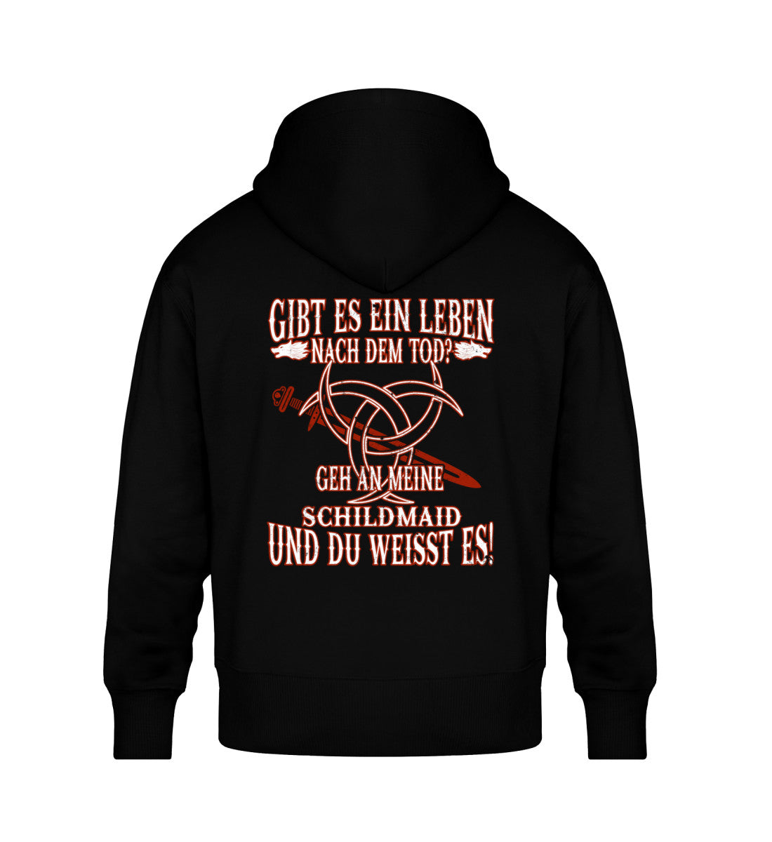 Unisex Oversize Hoodie mit Wikinger-Motiv und humorvollem Spruch in Orange auf schwarzem Hintergrund – Perfekt als Geschenk für alle Anlässe