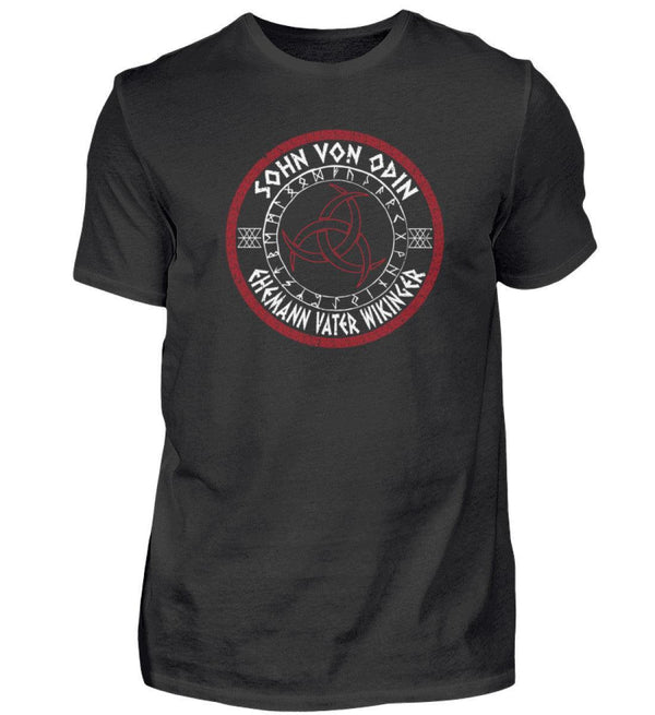 Wikinger Premium T-Shirt "Sohn Von Odin Ehemann Vater Wikinger" | Runenkreis & Odins Gjallarhorn Design - Nordic Viking Wear