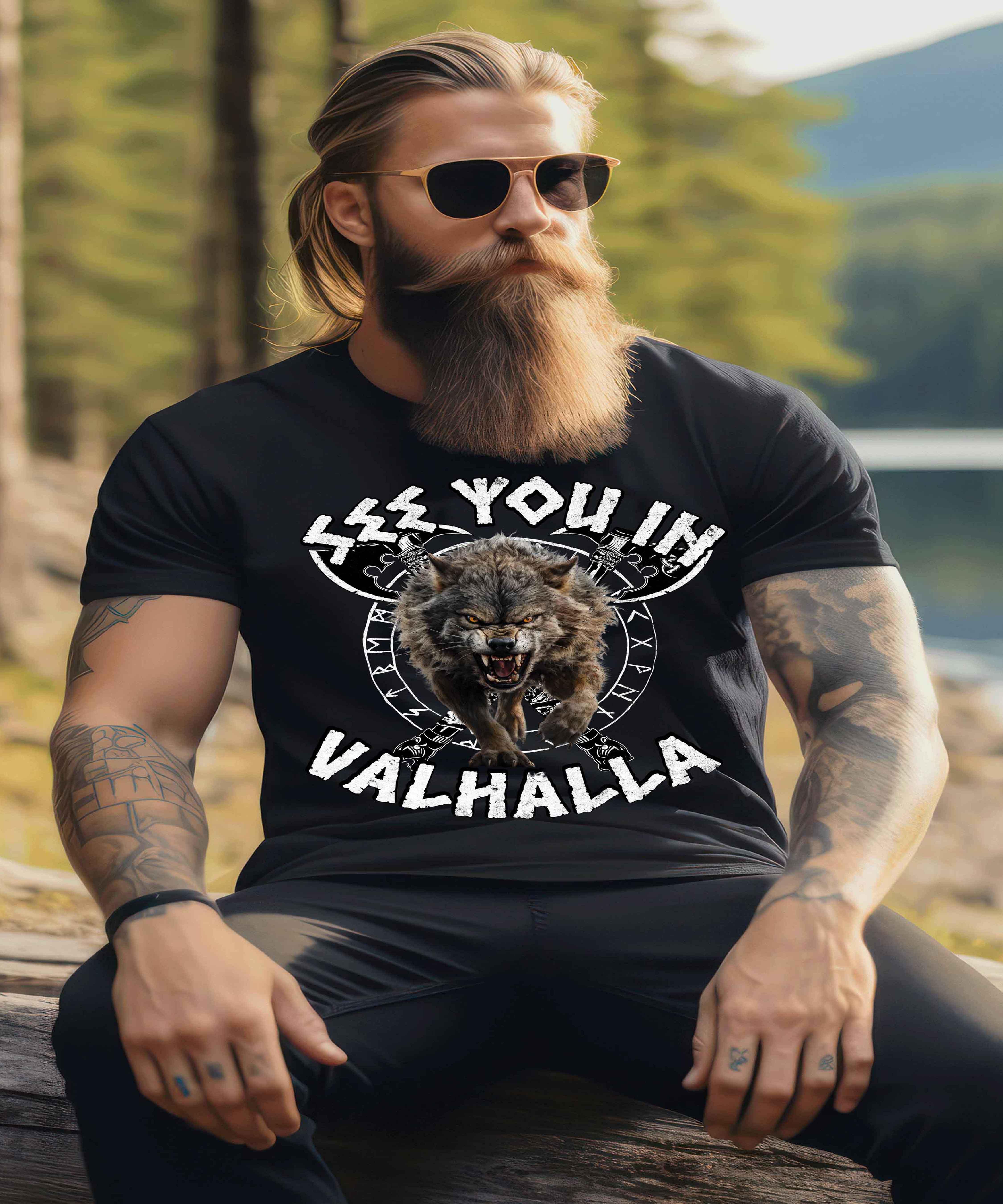 See You In Valhalla Wolf - Männer Premiumshirt - Nordic Viking Wear