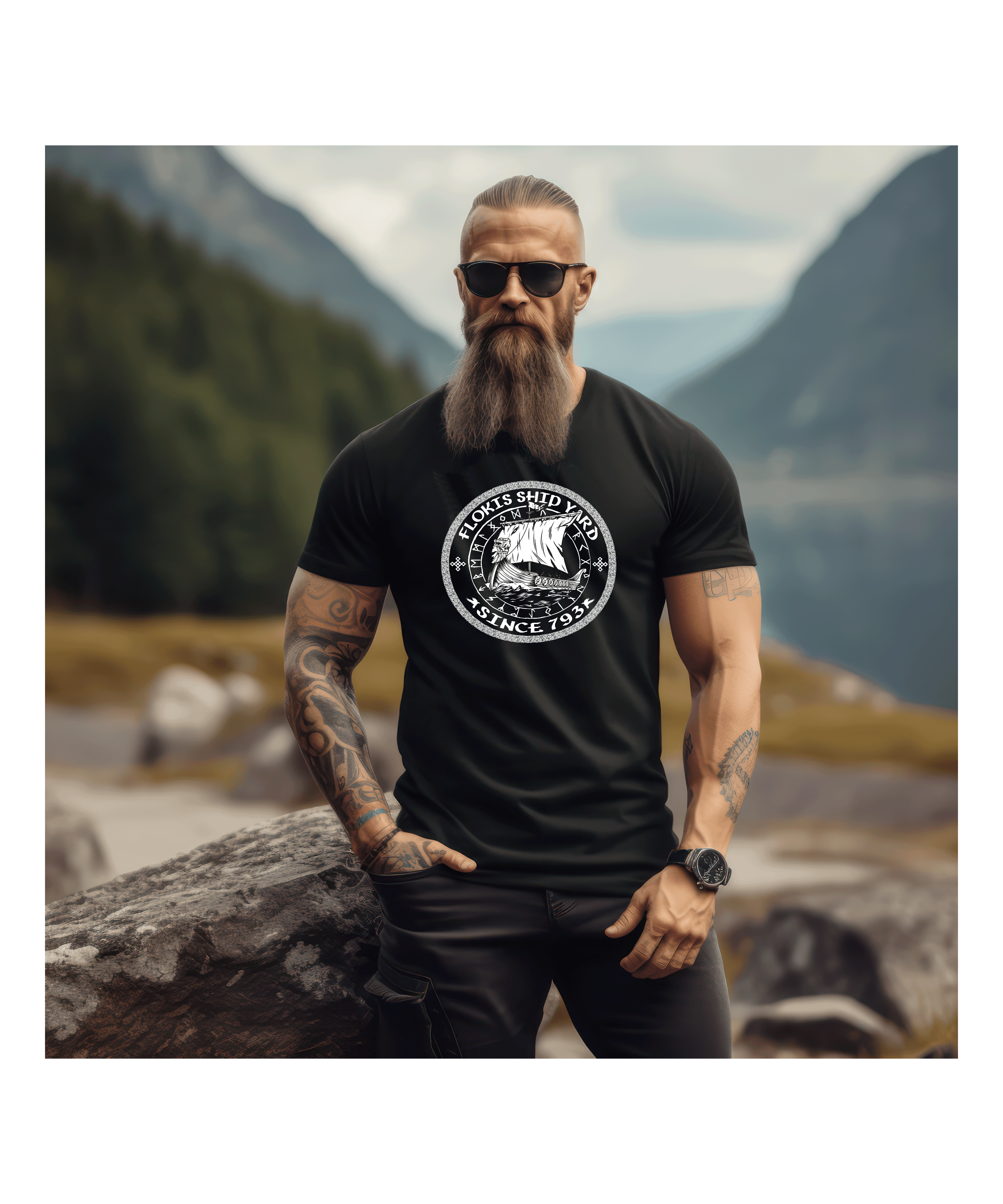 Flokis Ship Yard Viking Ship - Herren Premiumshirt - Nordic Viking Wear