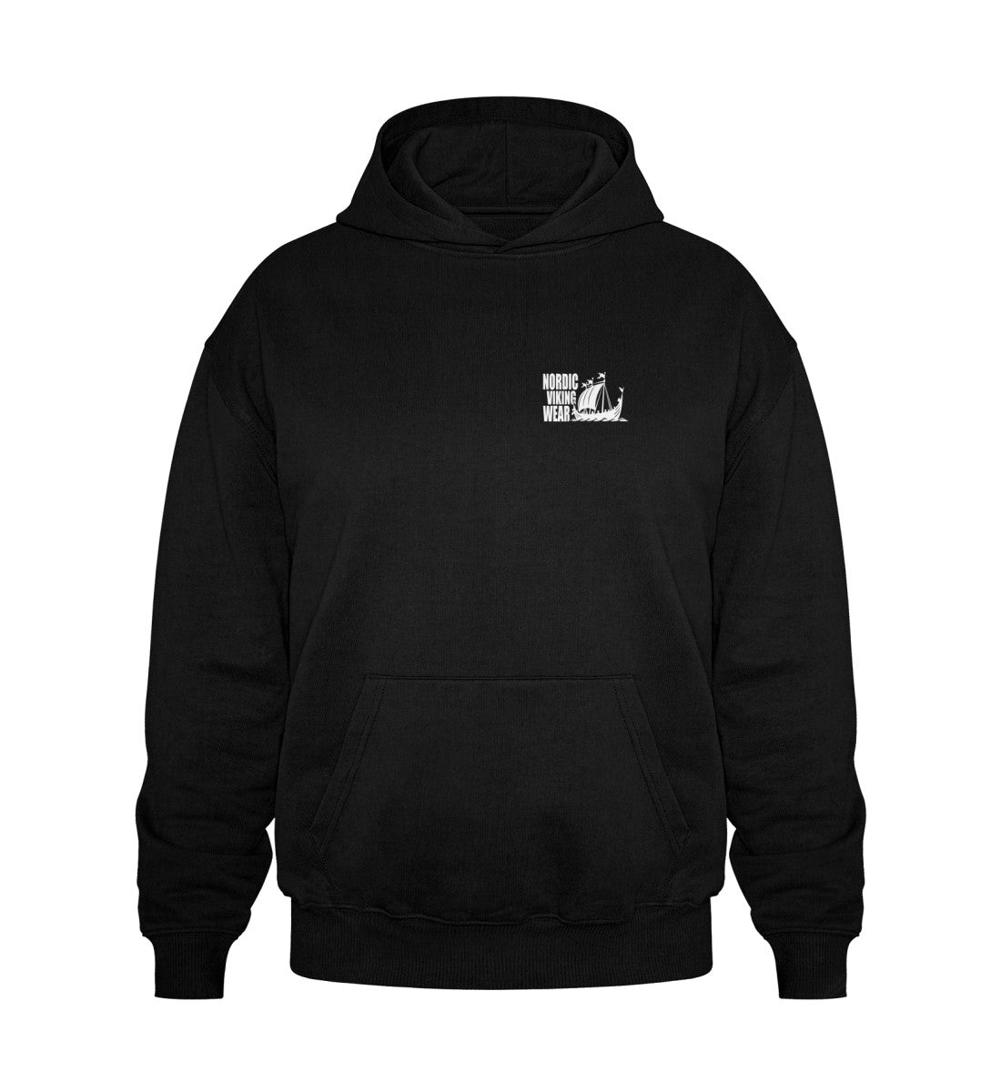 Wikinger Heavy Hoodie Cooper Dry with Kangaroo Pocket in Black - Front View