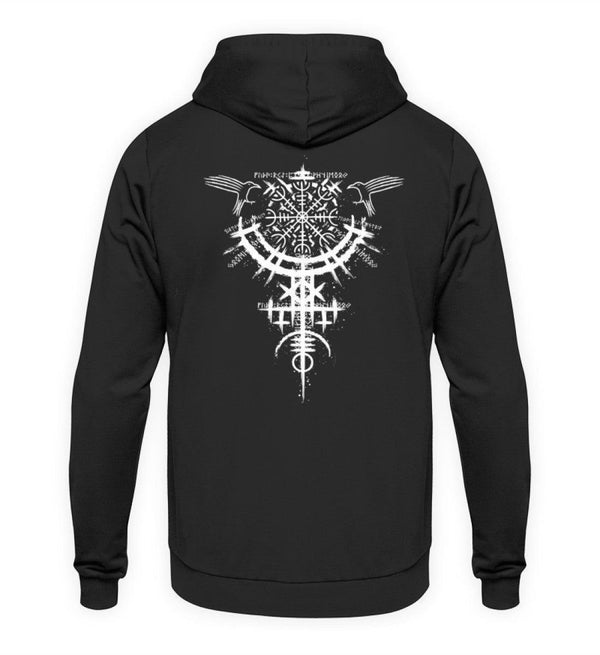 Wikinger Hoodie mit mystischem Runenkreis und Raben-Design - Stil trifft Tradition - Nordic Viking Wear
