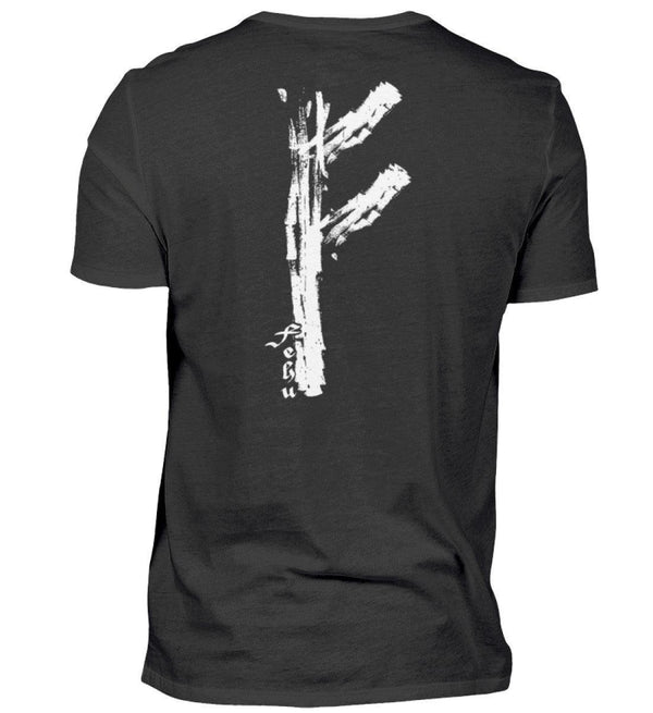 Wikinger Premiumshirt Fehu Runen Backprint - Symbol für Wohlstand und Energie - Nordic Viking Wear