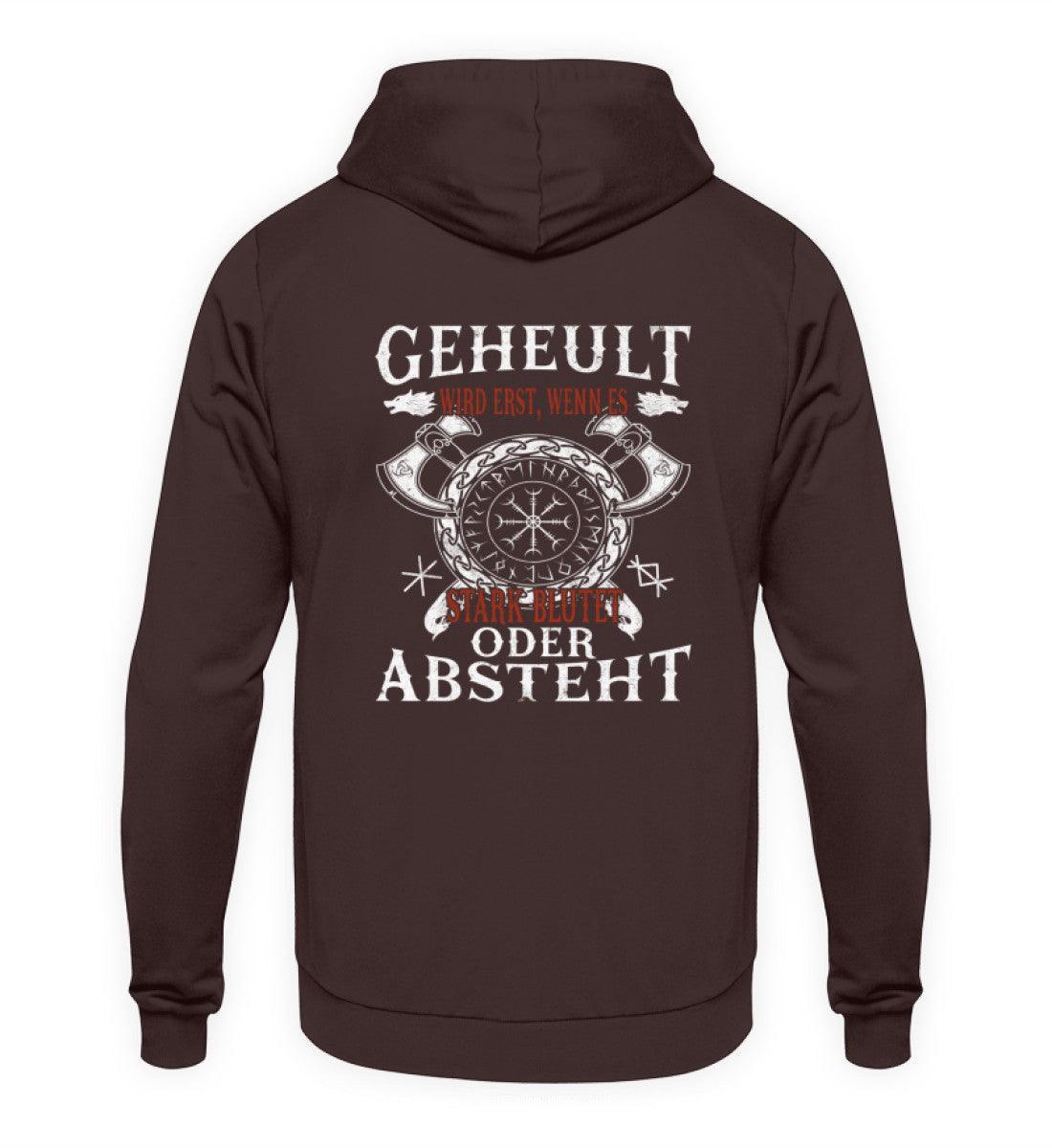 Lustiger Wikinger Hoodie mit Helm of Awe-Symbol und frechem Spruch in deutscher Sprache