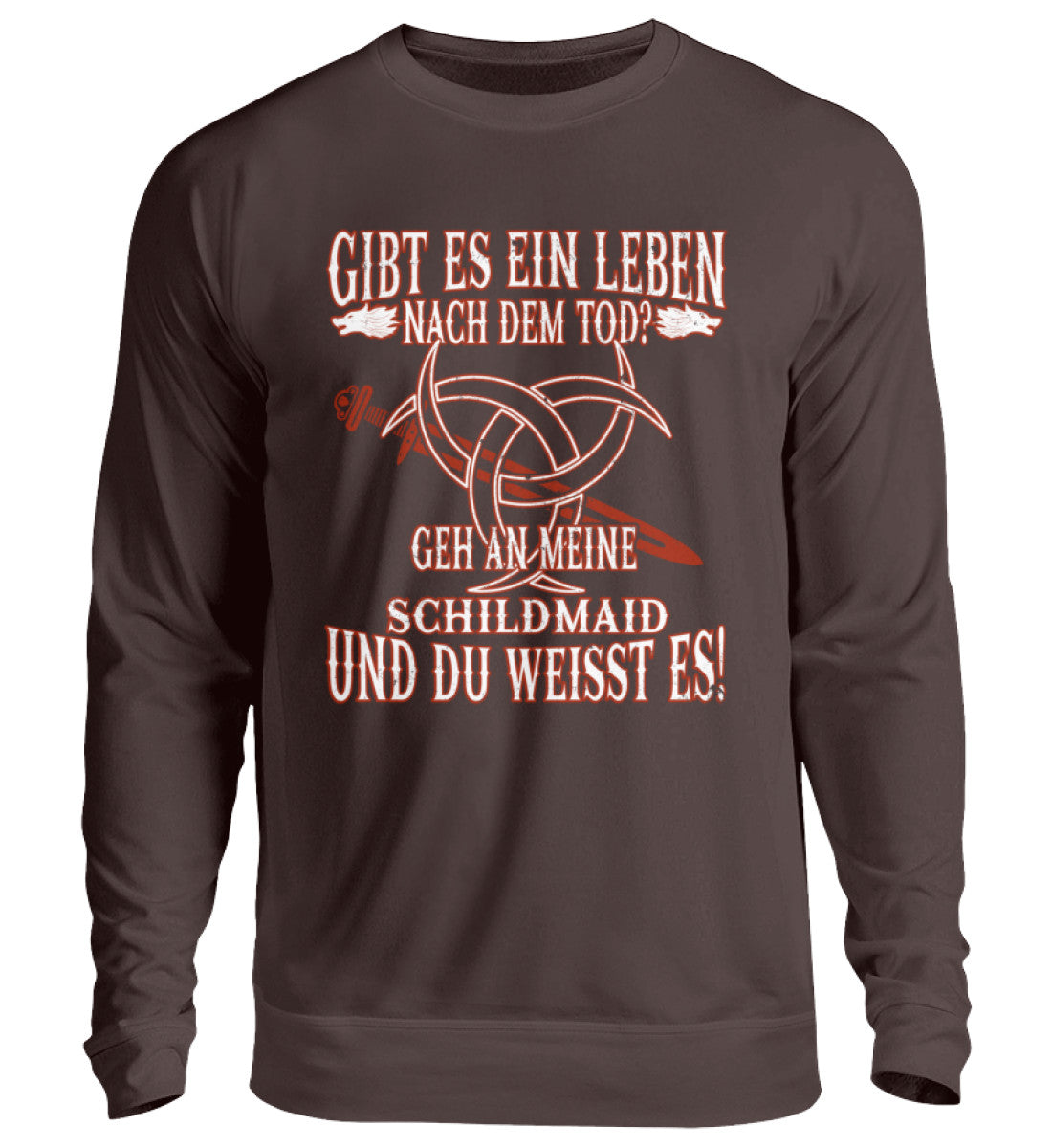 Lustiges Wikinger Sweatshirt mit Spruch 'Gibt Es Ein Leben Nach Dem Tod?' - Unisex Pullover Ideal als Geschenk.