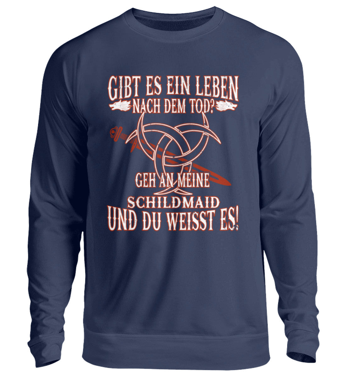 Lustiges Wikinger Sweatshirt Unisex Pullover Blau Mit Witzigem Spruch "Gibt Es Ein Leben Nach Dem Tod?", Perfekt Als Geschenk