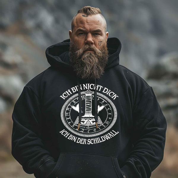 Lustiges Wikinger Hoodie "Ich bin nicht dick, ich bin der Schildwall" 3.0 - Nordic Viking Wear