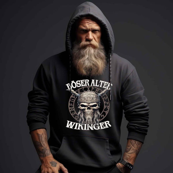 "Böser Alter Wikinger" Hoodie – Humorvolles Design für Nordische Krieger - Nordic Viking Wear