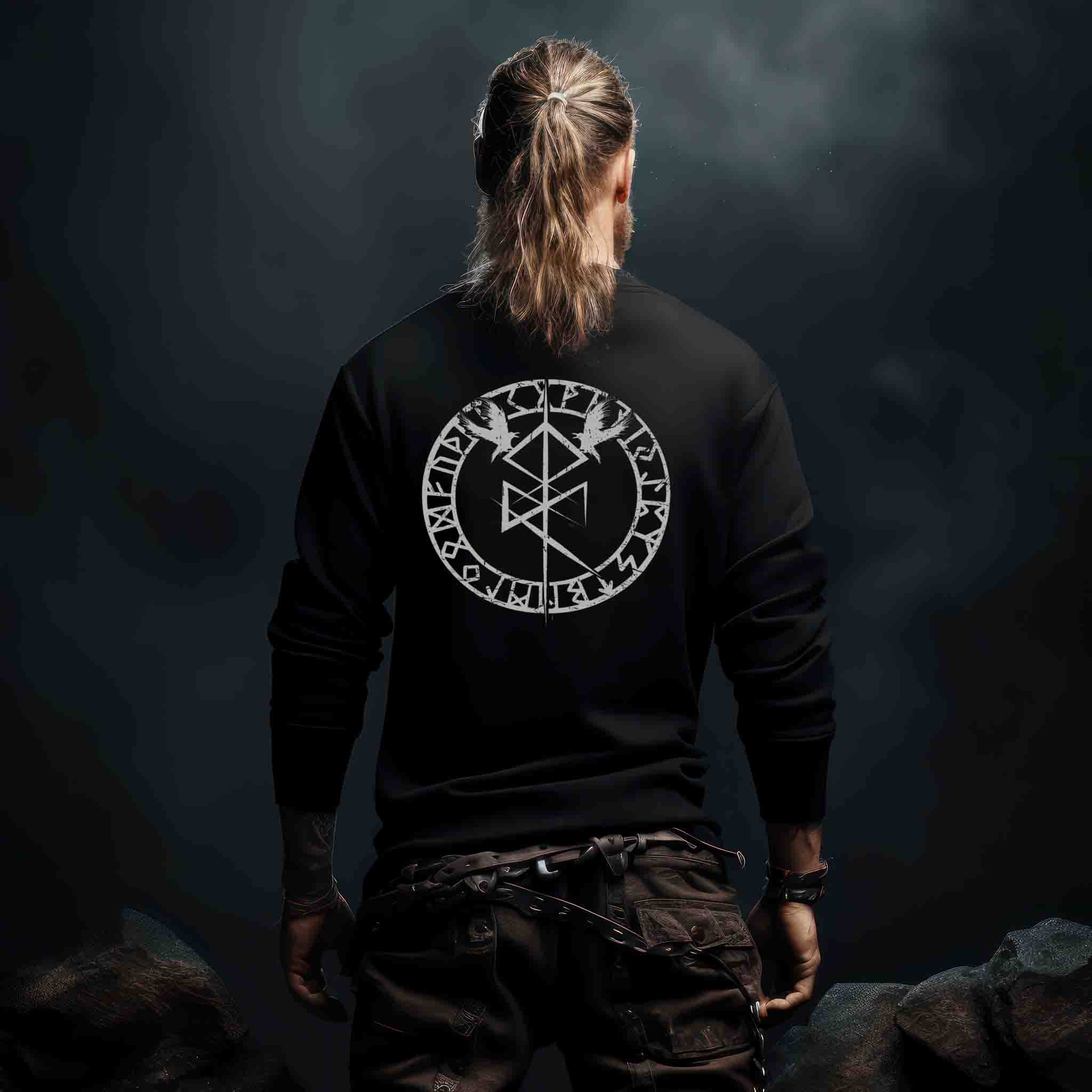 Wikinger Sweatshirt Odins Binderune Hugin Und Munin Design  - Unisex Pullover