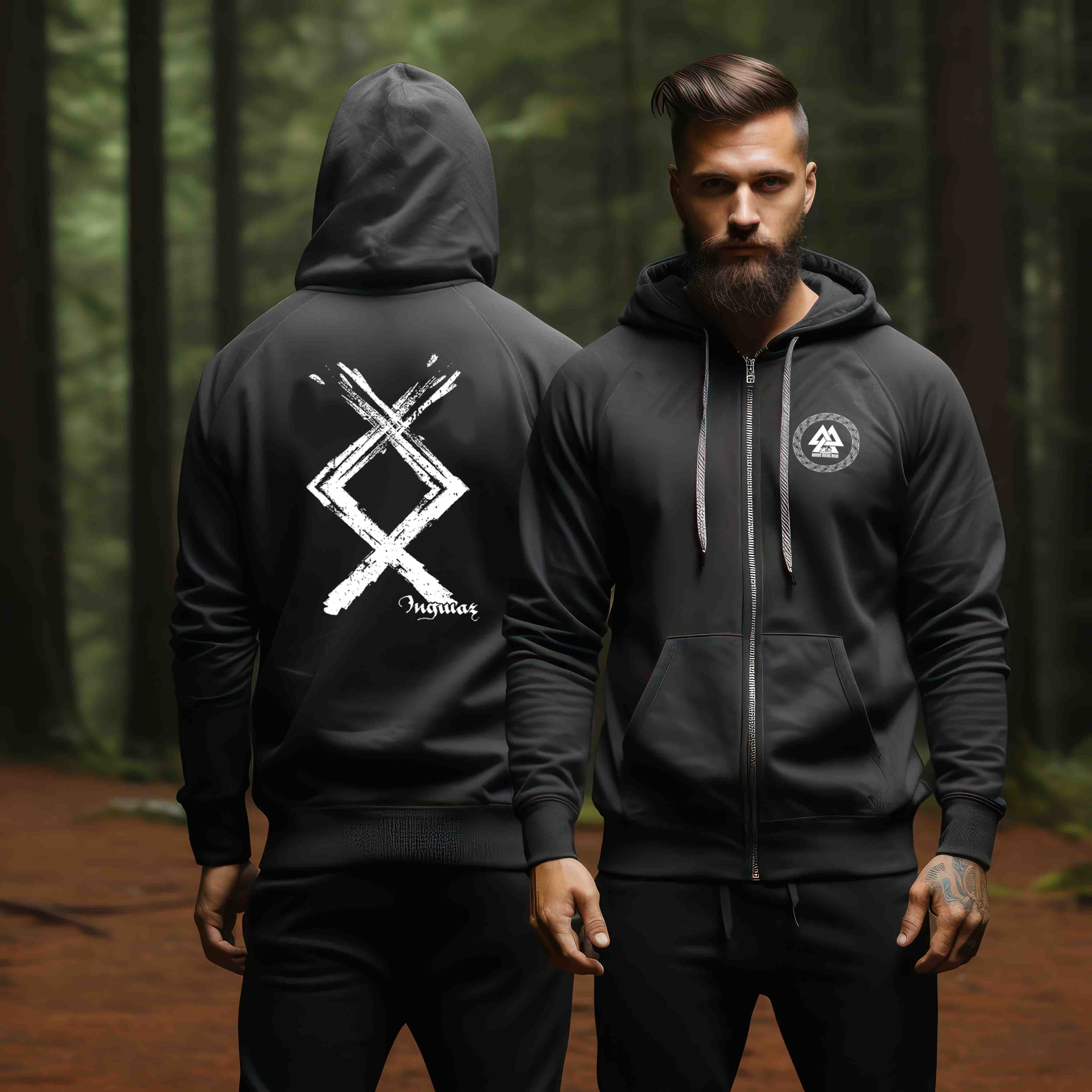 Wikinger Ingwaz Rune Organic Zip-Hoodie - Nordische Mythologie Kraftsymbol