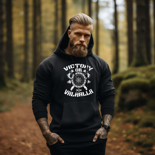 Wikinger Hoodie "Sieg oder Valhalla" – Kriegergeist in jedem Faden - Nordic Viking Wear