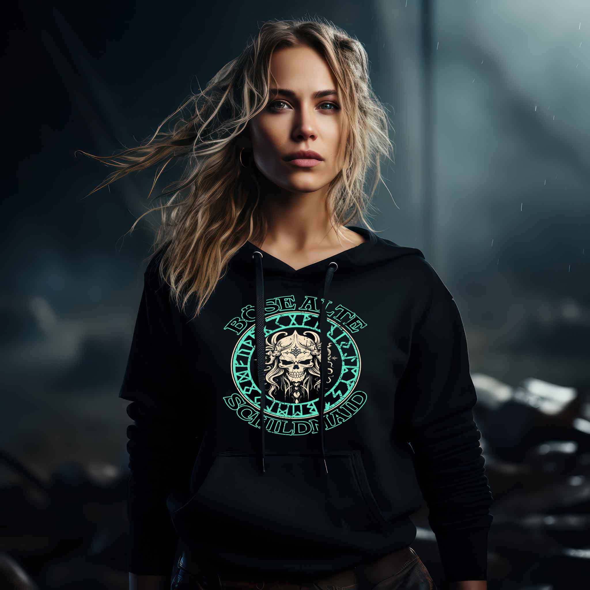 "Böse Alte Schildmaid" Hoodie – Humorvolles Wikinger-Shirt mit Charakter