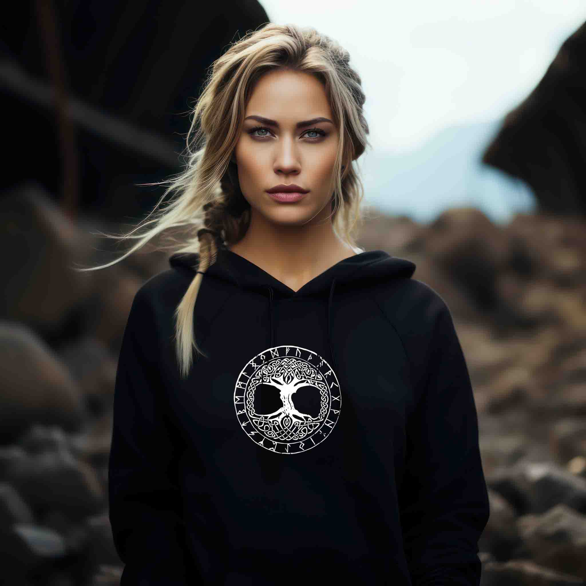 Schildmaiden Yggdrasil Runenkreis Hoodie  - Damen Hoodie