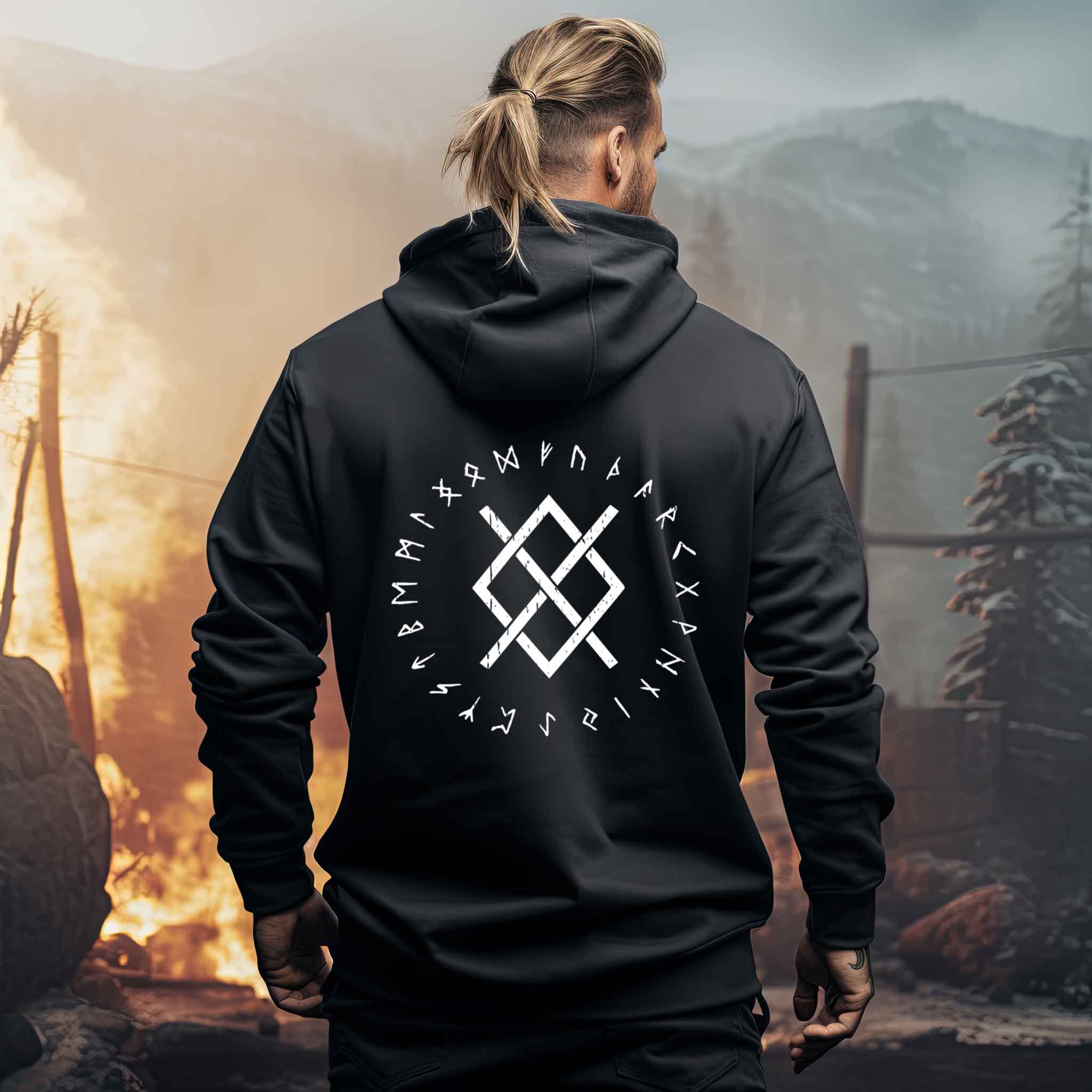 "Odins Gungnir Rune" Wikinger-Zip-Hoodie – Stärke des Allvaters