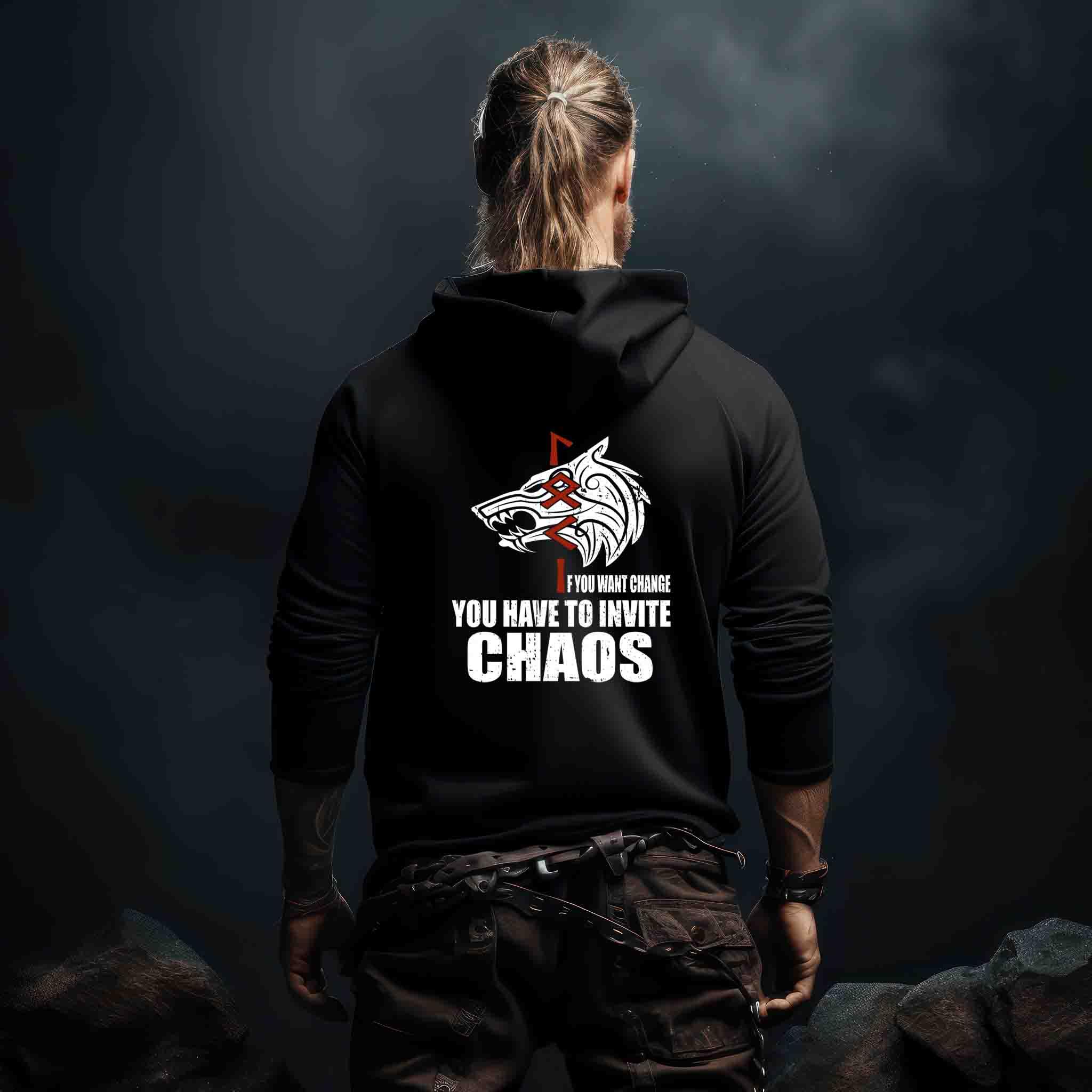 🔥 Wikinger Zipp-Hoodie – "Invite Chaos" 🔥