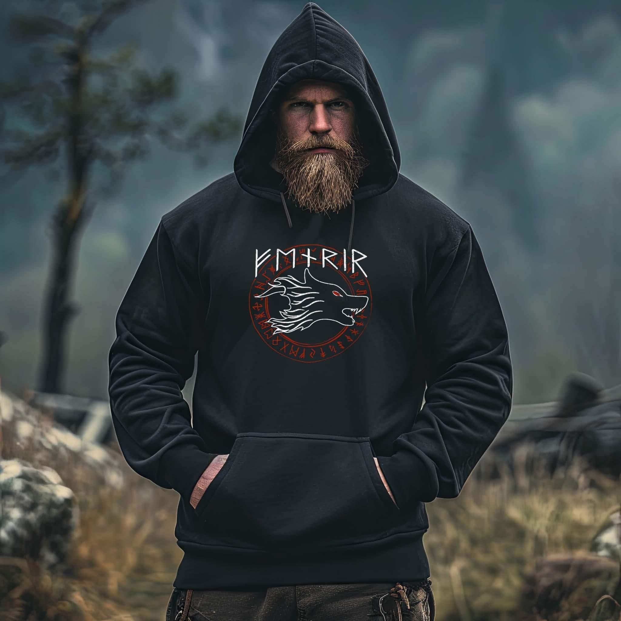 Fenrir Wolf Wikinger-Premium Hoodie – Macht und Legende vereint - Nordic Viking Wear