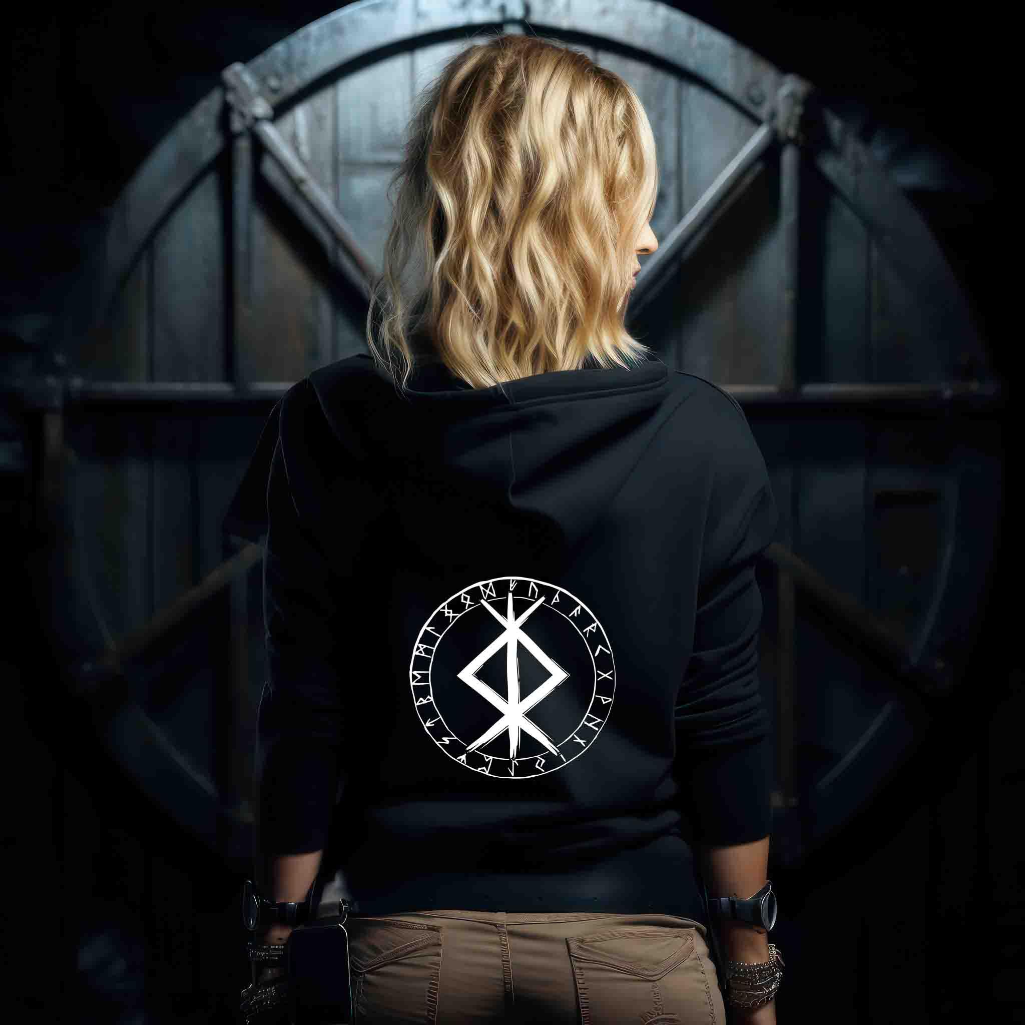 ⚔️ Zipp-Hoodie "Runen Schutzsymbol" – Nordische Kraft & Wikinger-Spirit ⚔️