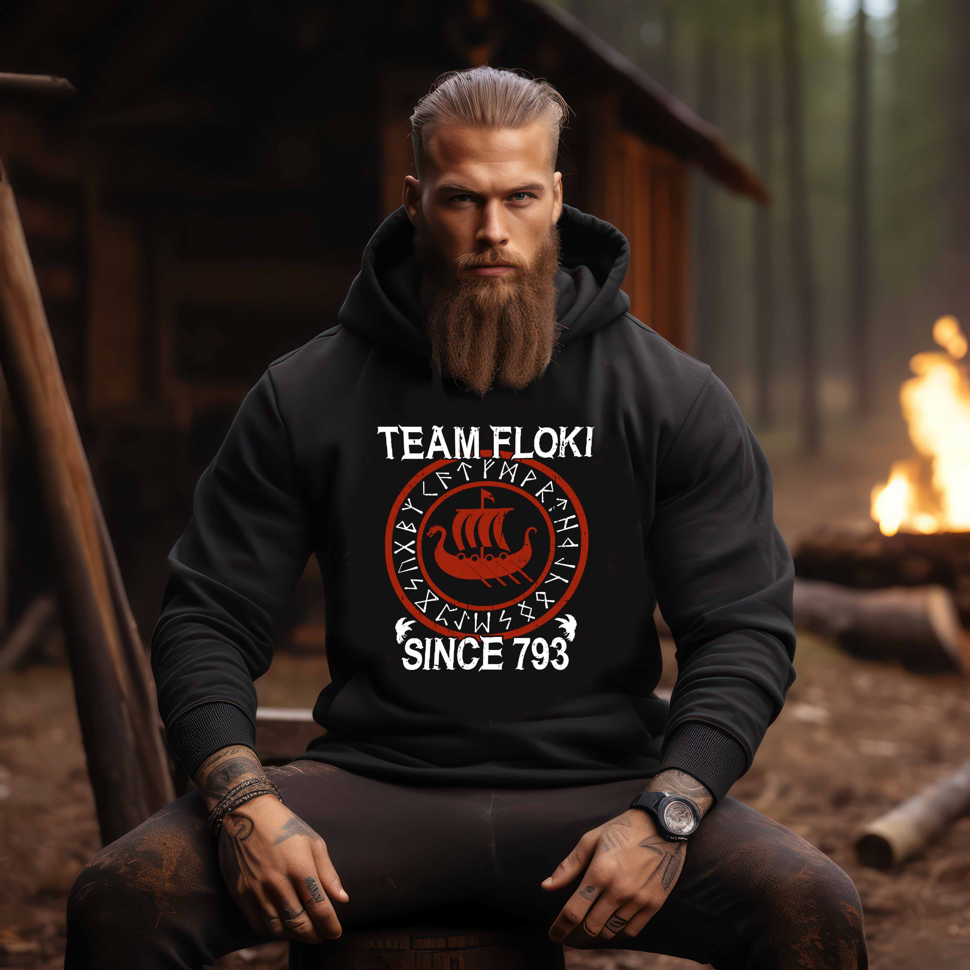 Team Floki Since 793 Wikingerschiff Hoodie  - Kapuzenpullover Hoodie