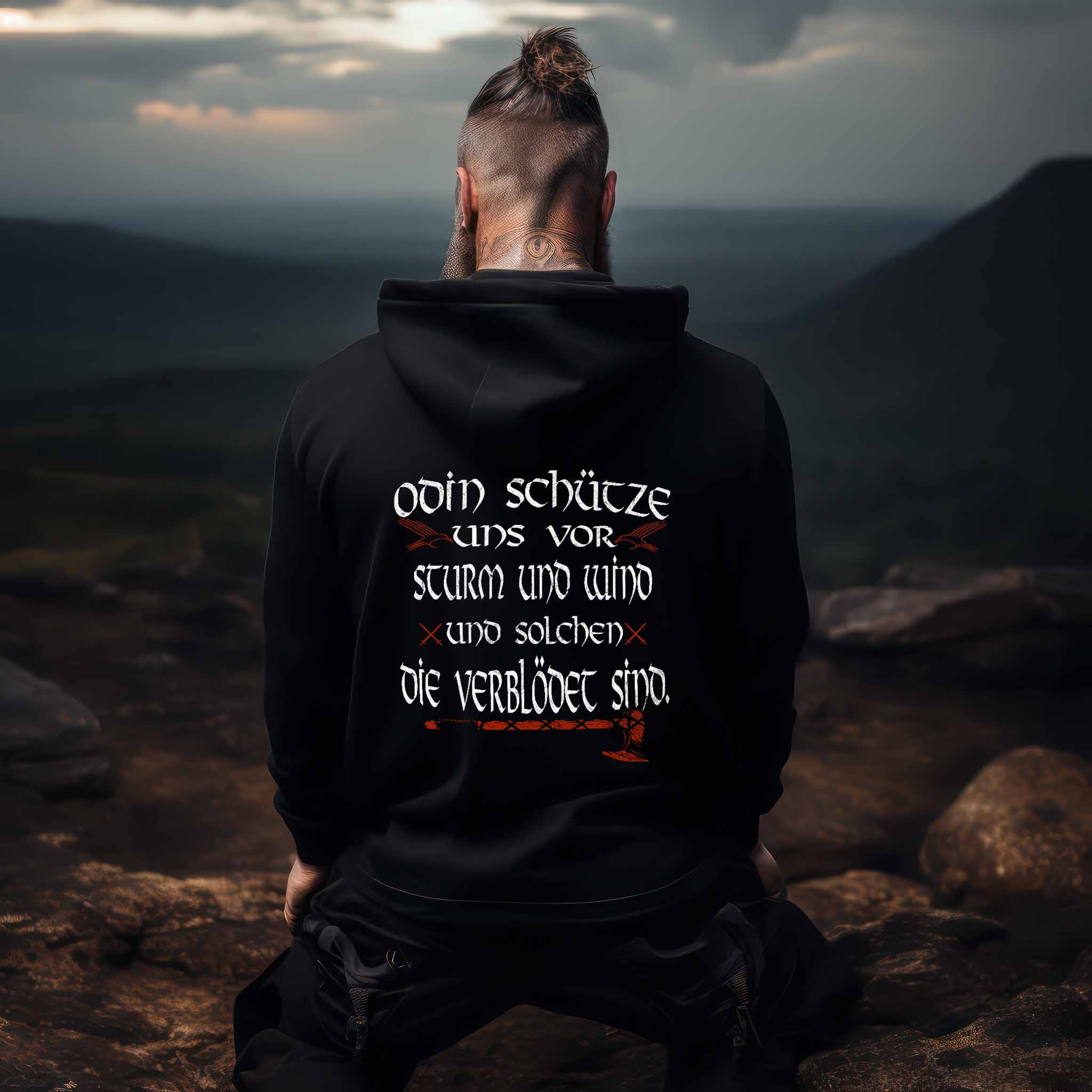 Wikinger Premium Hoodie mit Odin-Spruch – "Odin schütze uns vor Sturm und Wind"   - Unisex Organic Hoodie 2.0 ST/ST