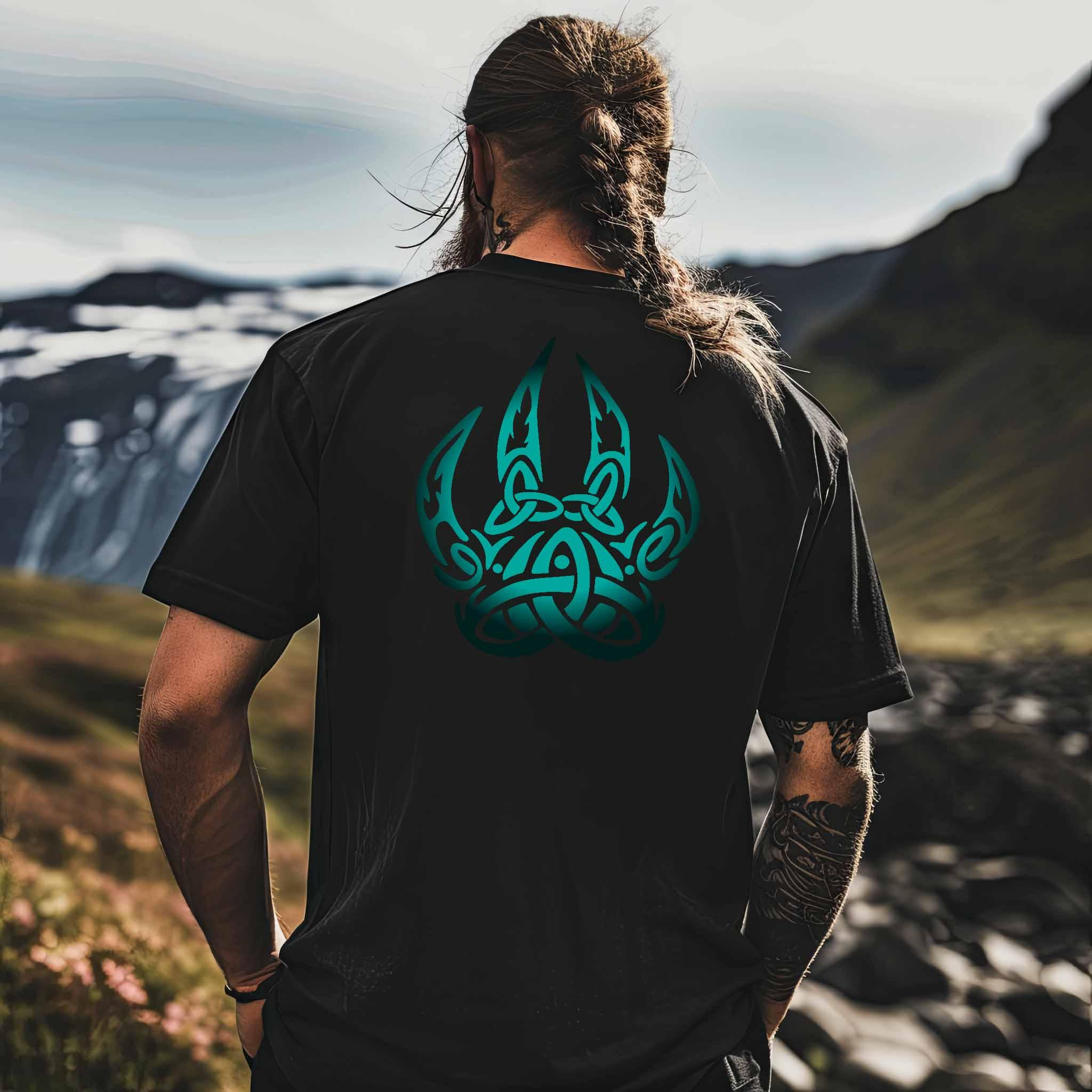 Wikinger-Shirt – Berserker Symbol mit nordischem Knotenmotiv Backprint - Nordic Viking Wear