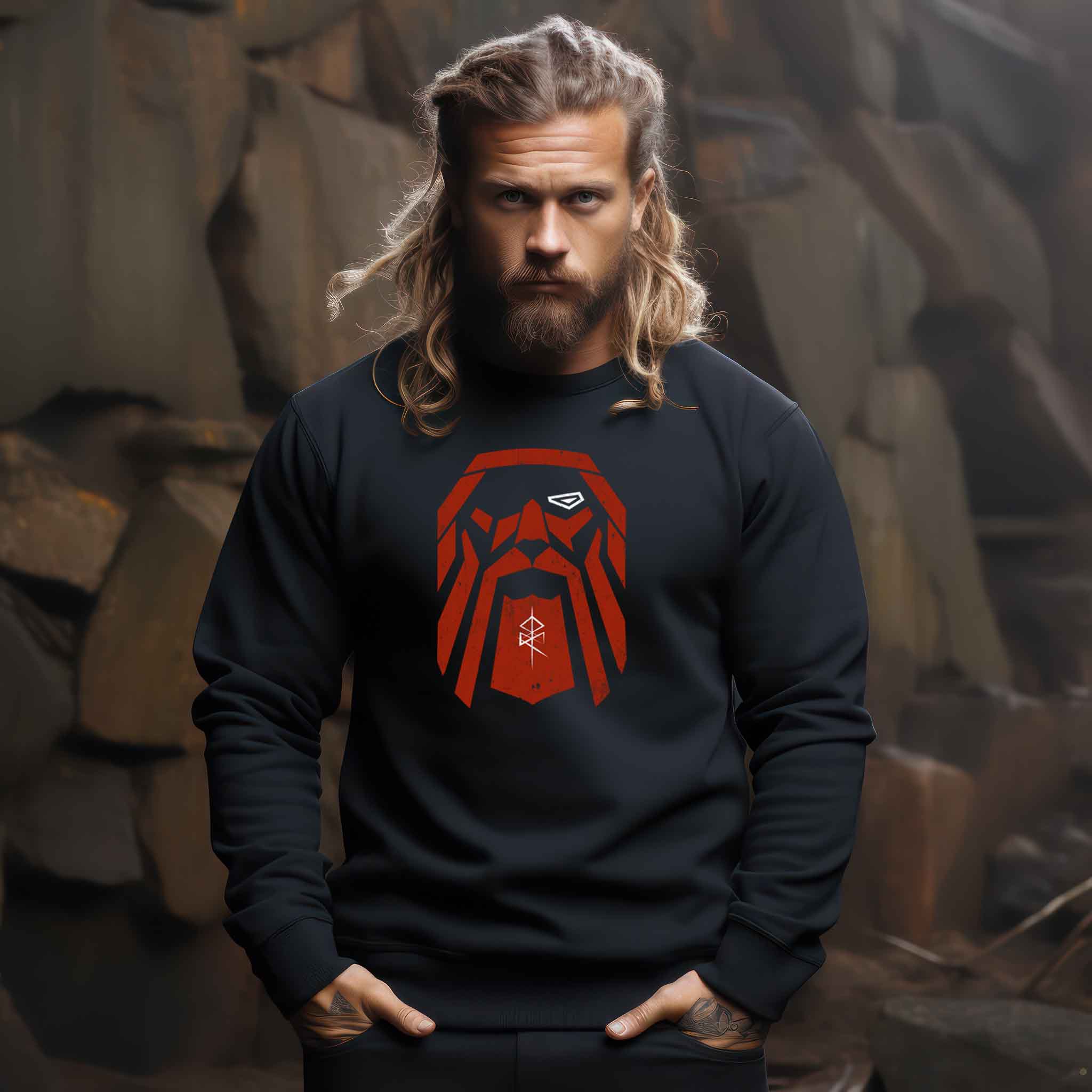 "Odin's Visage" Wikinger-Sweatshirt – Stolz und Macht des Allvaters