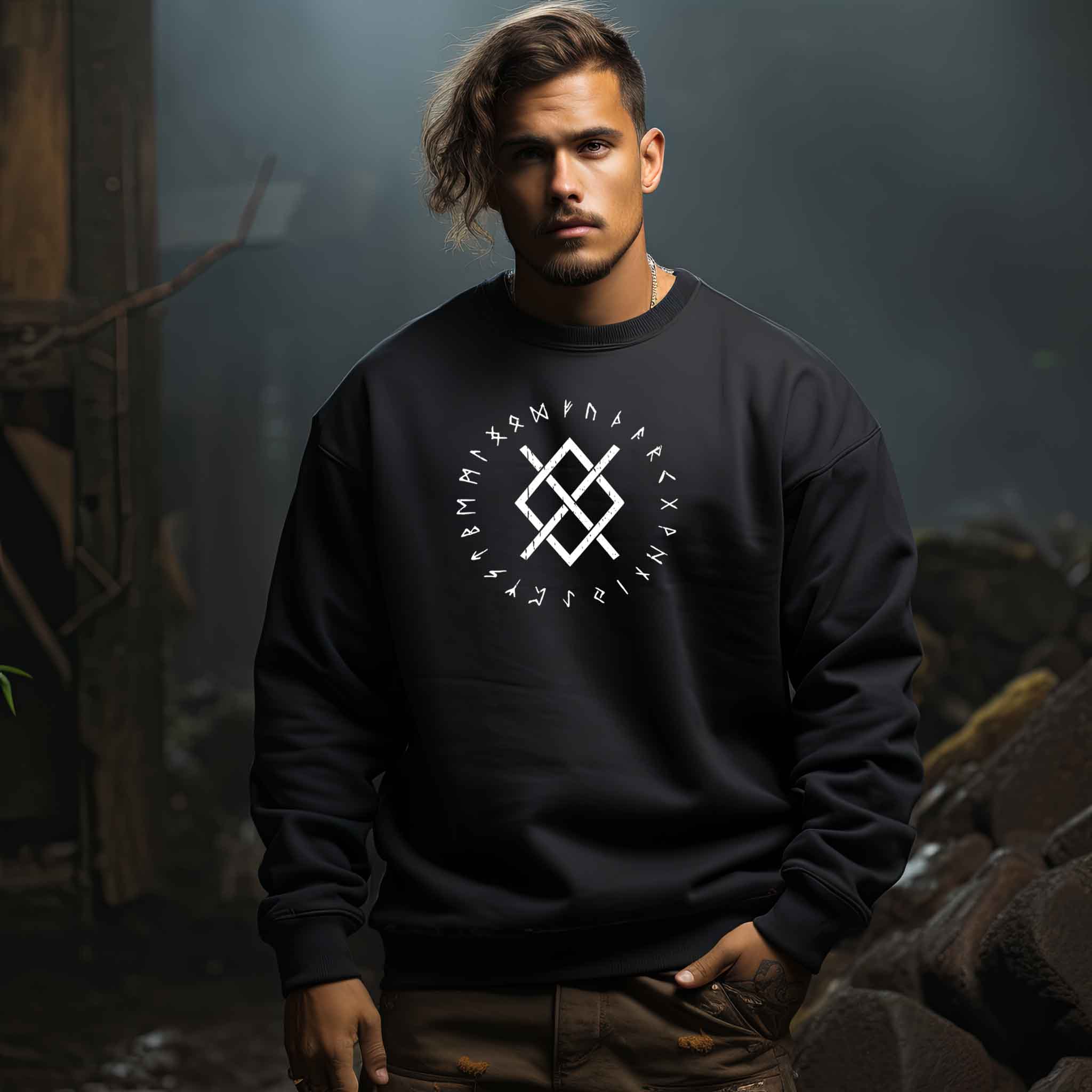 "Odins Gungnir Rune" Wikinger-Sweatshirt – Stärke des Allvaters