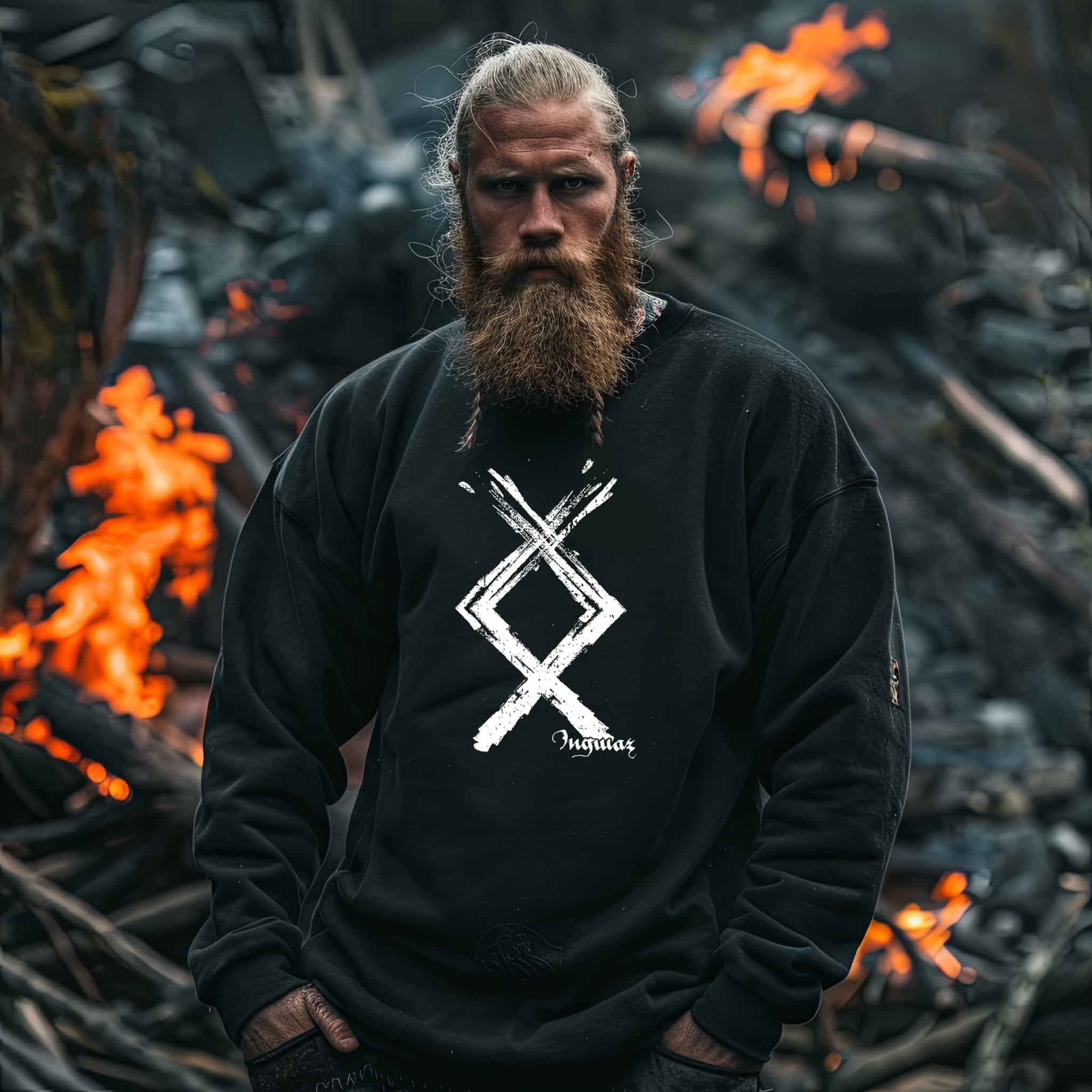 Wikinger Ingwaz Runen Sweatshirt - Nordische Mythologie Kraftsymbol