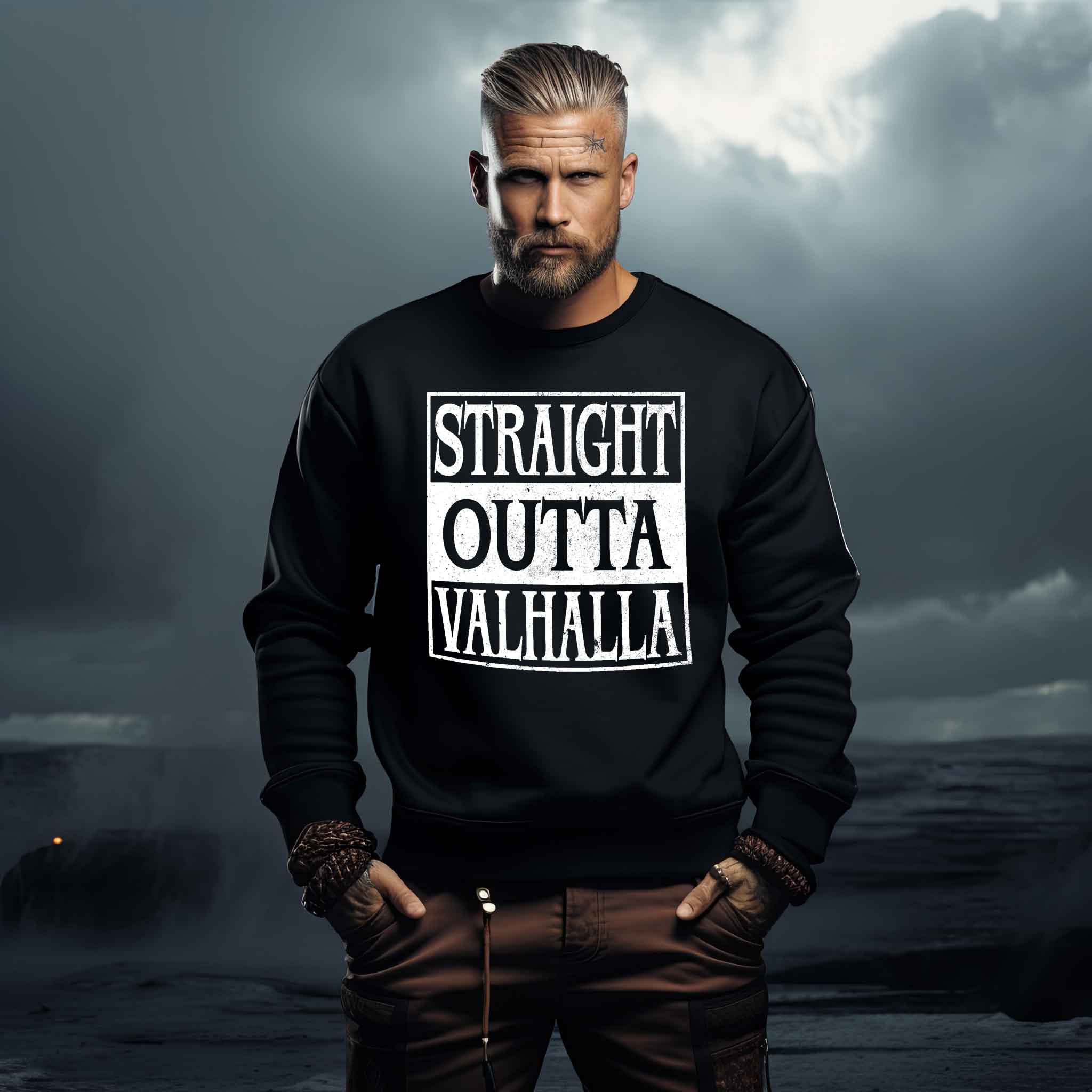 "Straight Outta Valhalla" Wikinger Sweatshirt