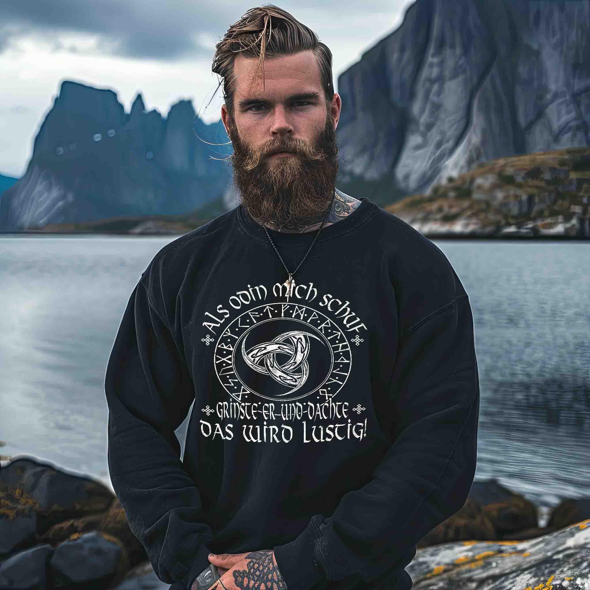 "Als Odin mich schuf" – Wikinger Heavy Sweatshirt für echte Krieger mit Humor!