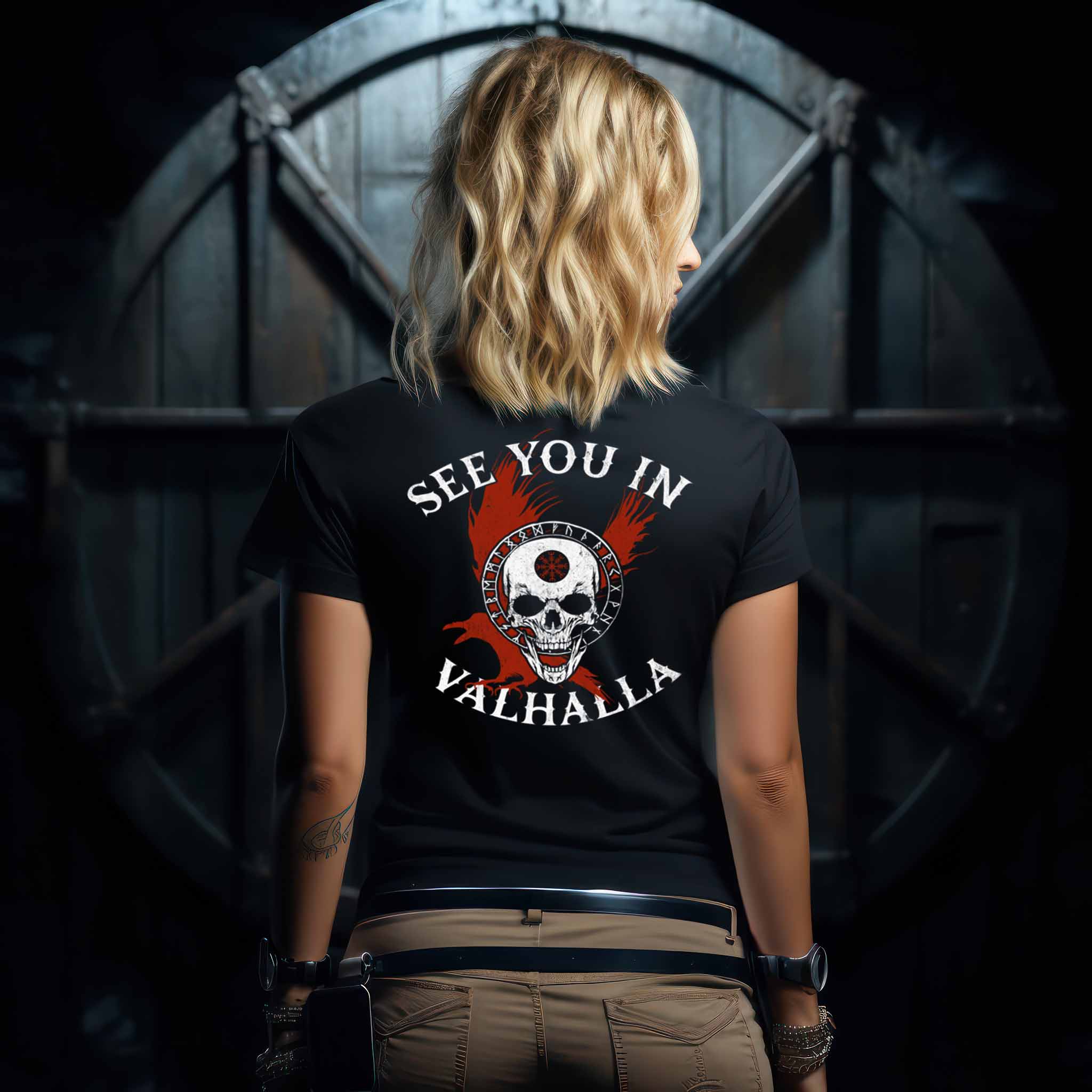 Schildmaiden Extendet Shirt – „See You in Valhalla“-Design