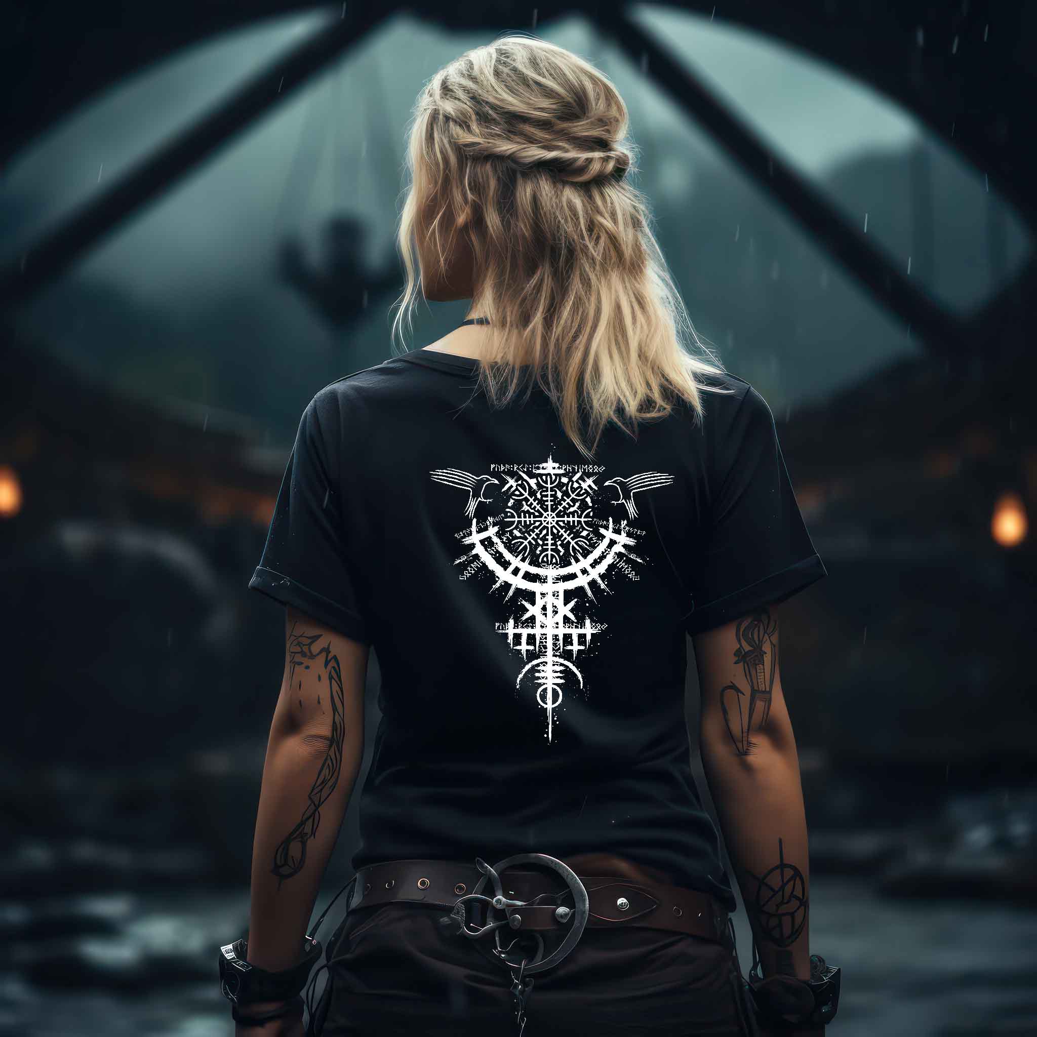 Schildmaiden Extended Shirt – Helm of Awe mit Raben