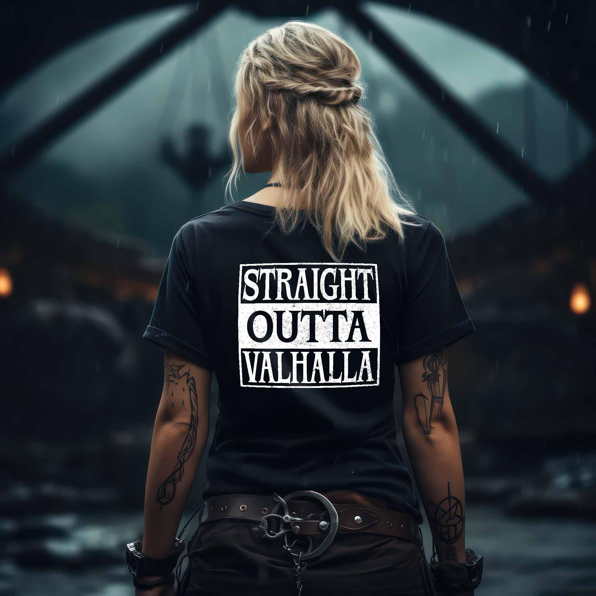 Schildmaiden Extendet Shirt – „Straight Outta Valhalla“-Design