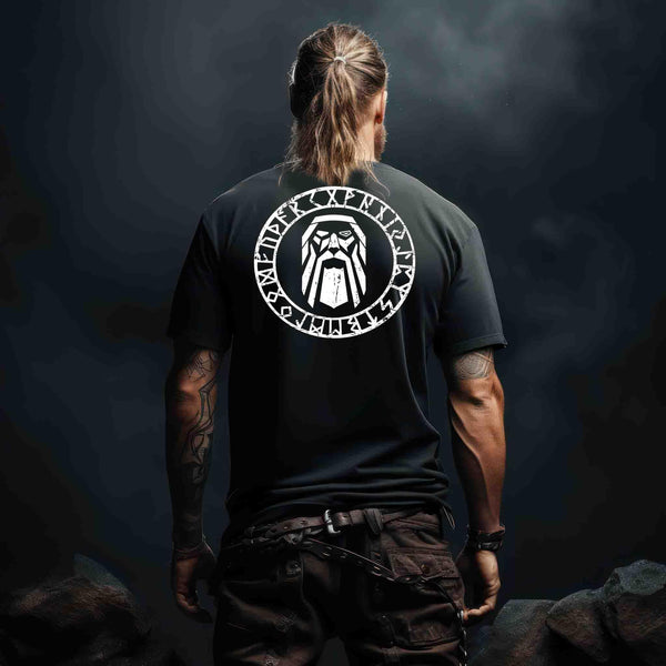 Odin im Runenkreis Wikinger– Mystisches Symbol-Premiumshirt - Nordic Viking Wear