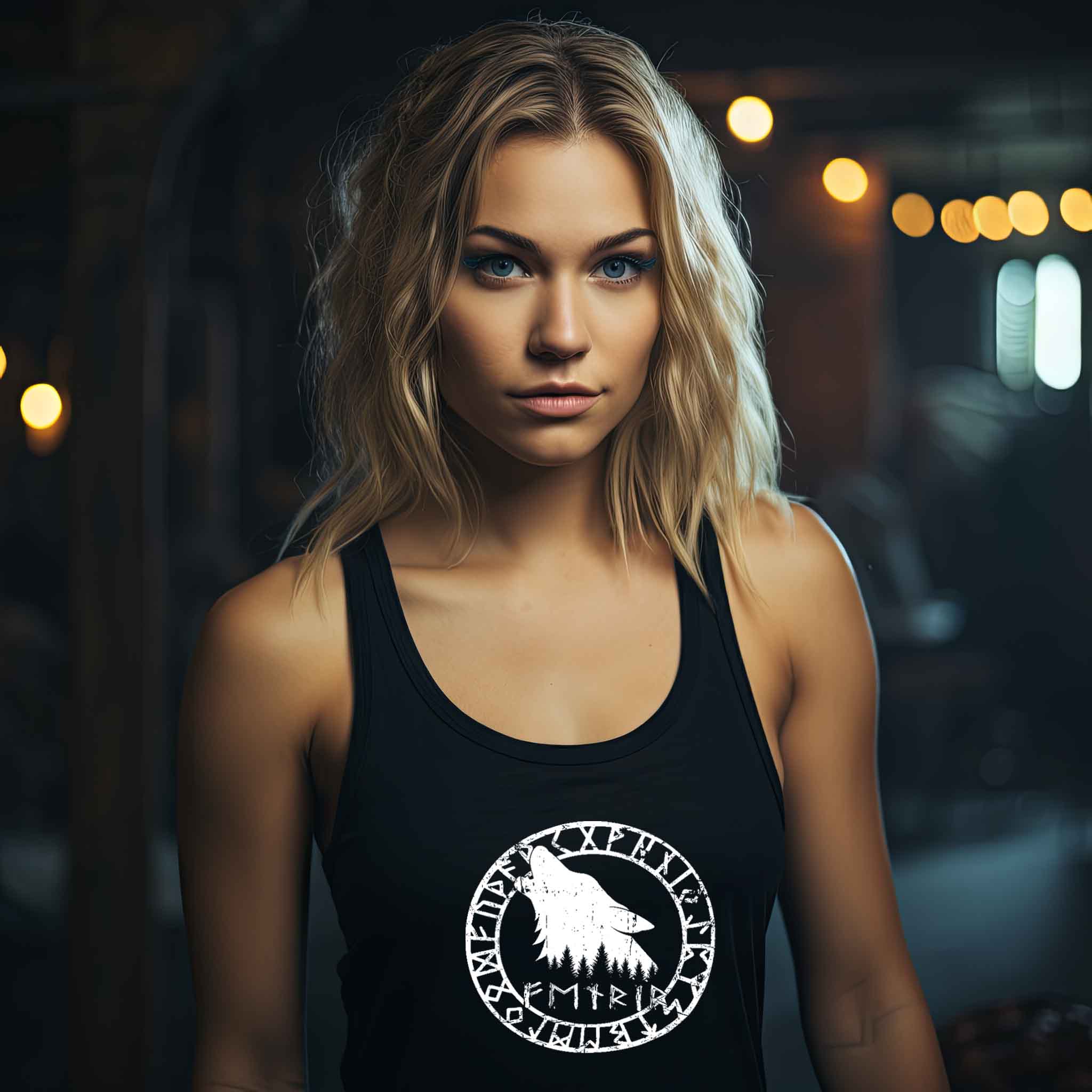 "Fenrir Runenkreis" Schildmaiden-Tank Top – Verkörpere die Macht des legendären Wolfs